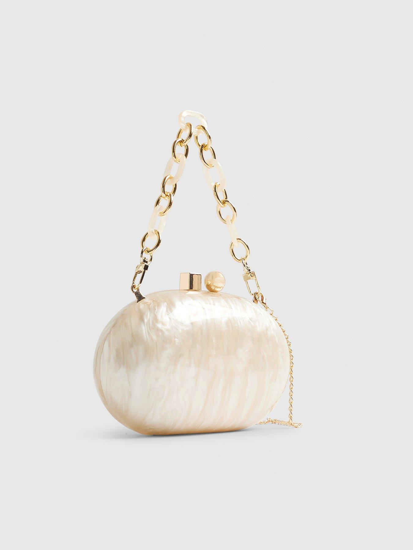  image of river-island-marble-hard-shell-clutch-bag-cream