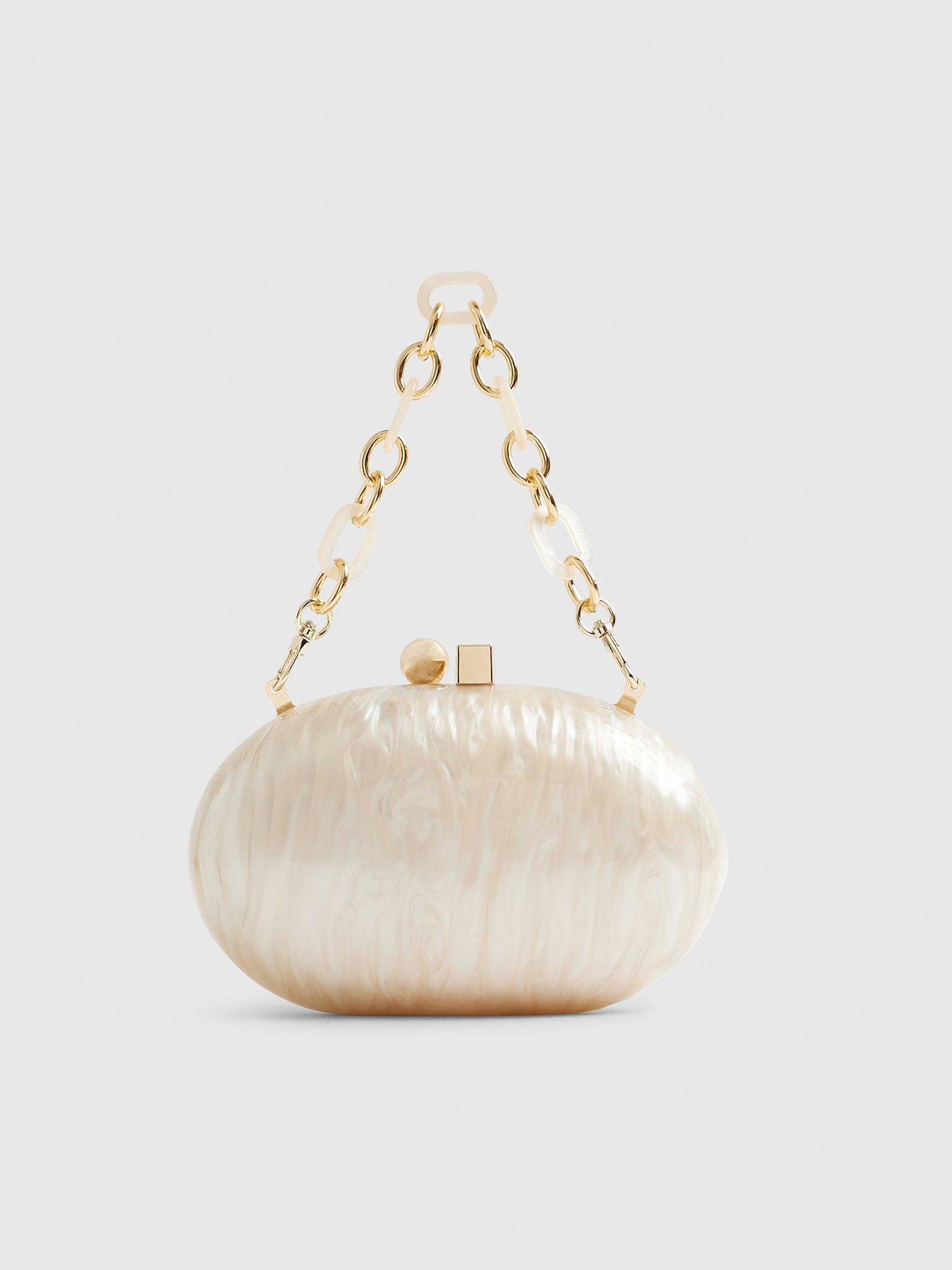  image of river-island-marble-hard-shell-clutch-bag-cream