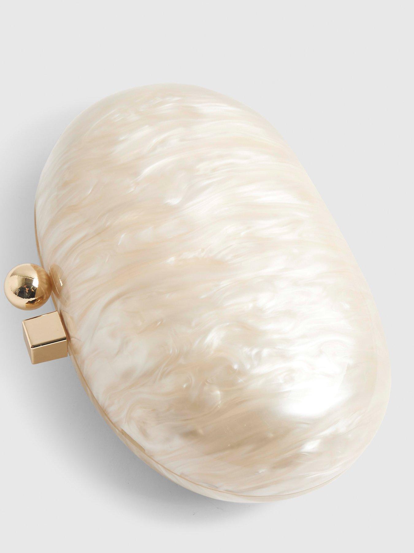  image of river-island-marble-hard-shell-clutch-bag-cream