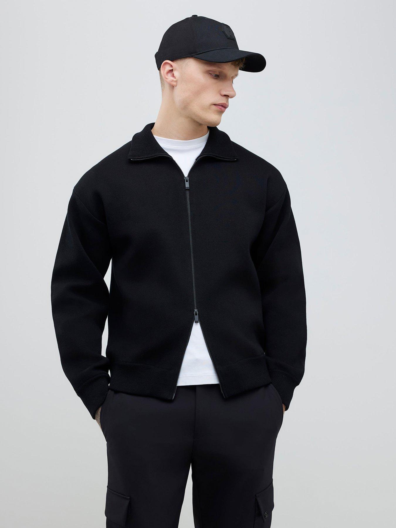  image of river-island-slim-fit-zip-through-jacket-black