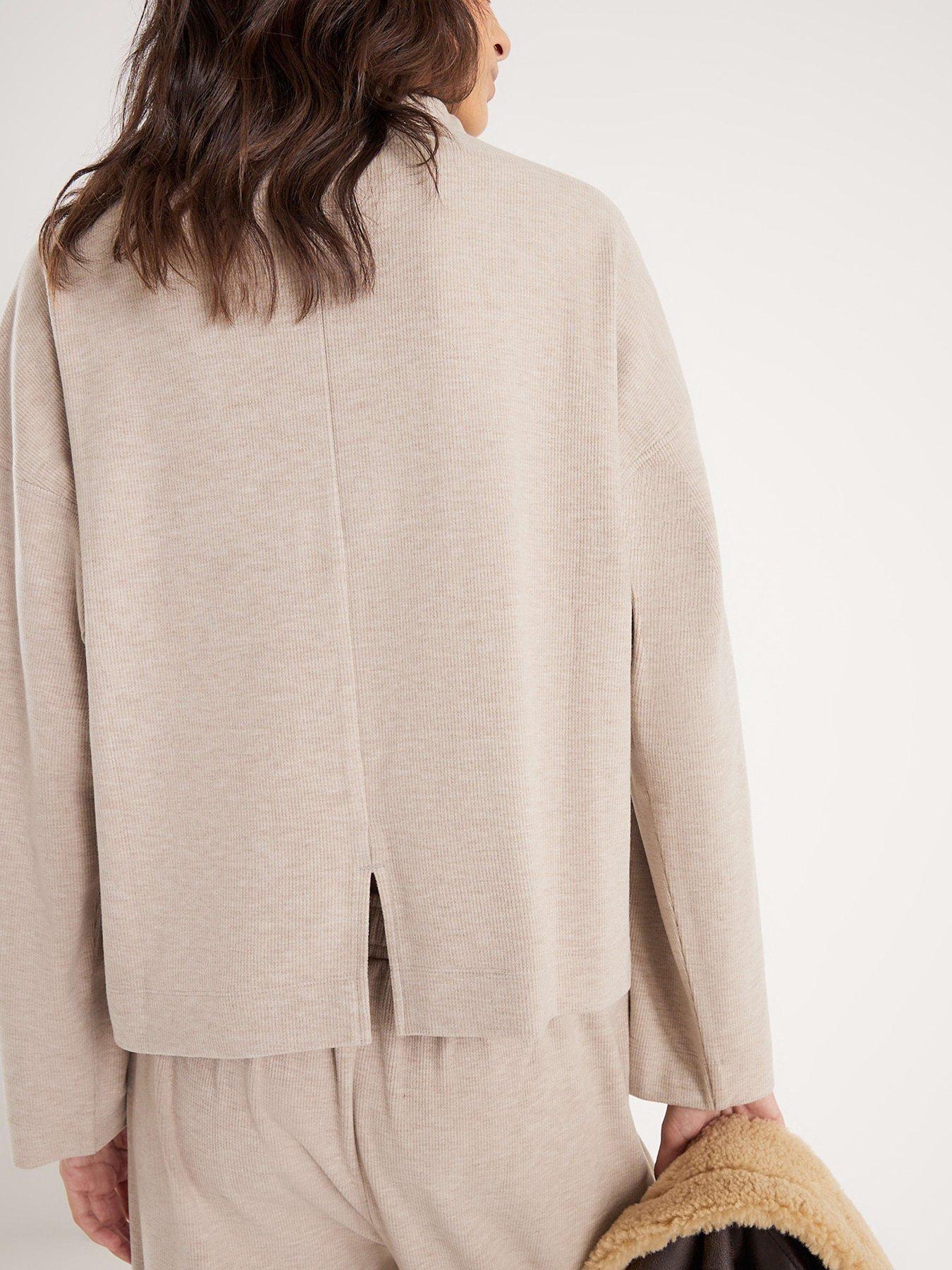  image of river-island-long-sleeve-brushed-high-neck-top-beige