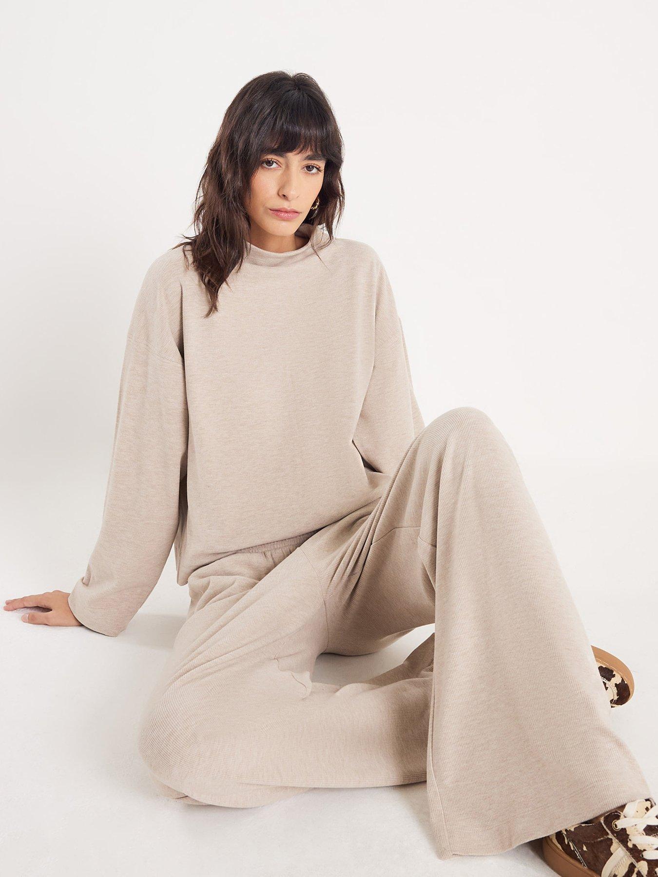  image of river-island-long-sleeve-brushed-high-neck-top-beige