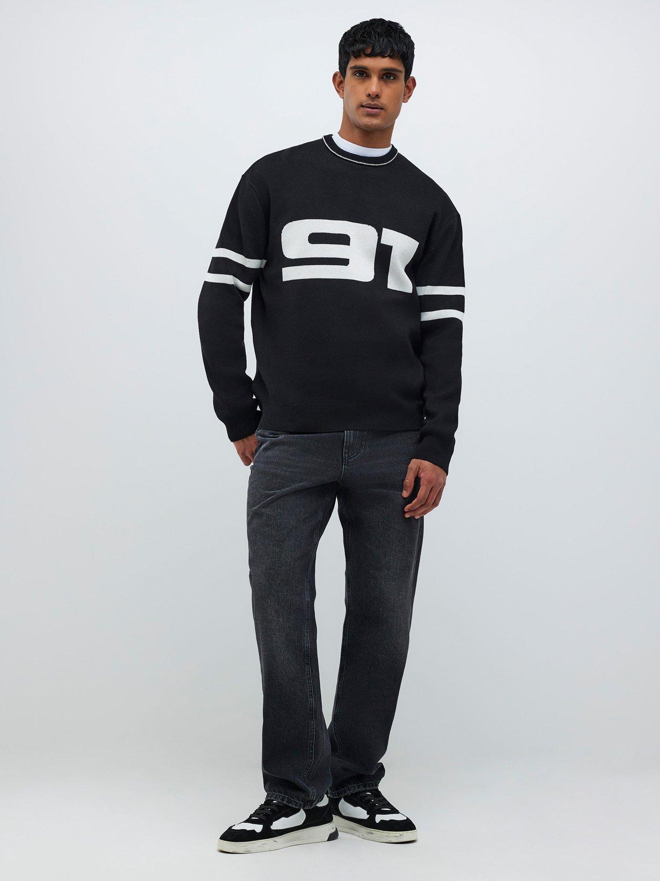  image of river-island-regular-fit-91-sports-sweatshirt-black
