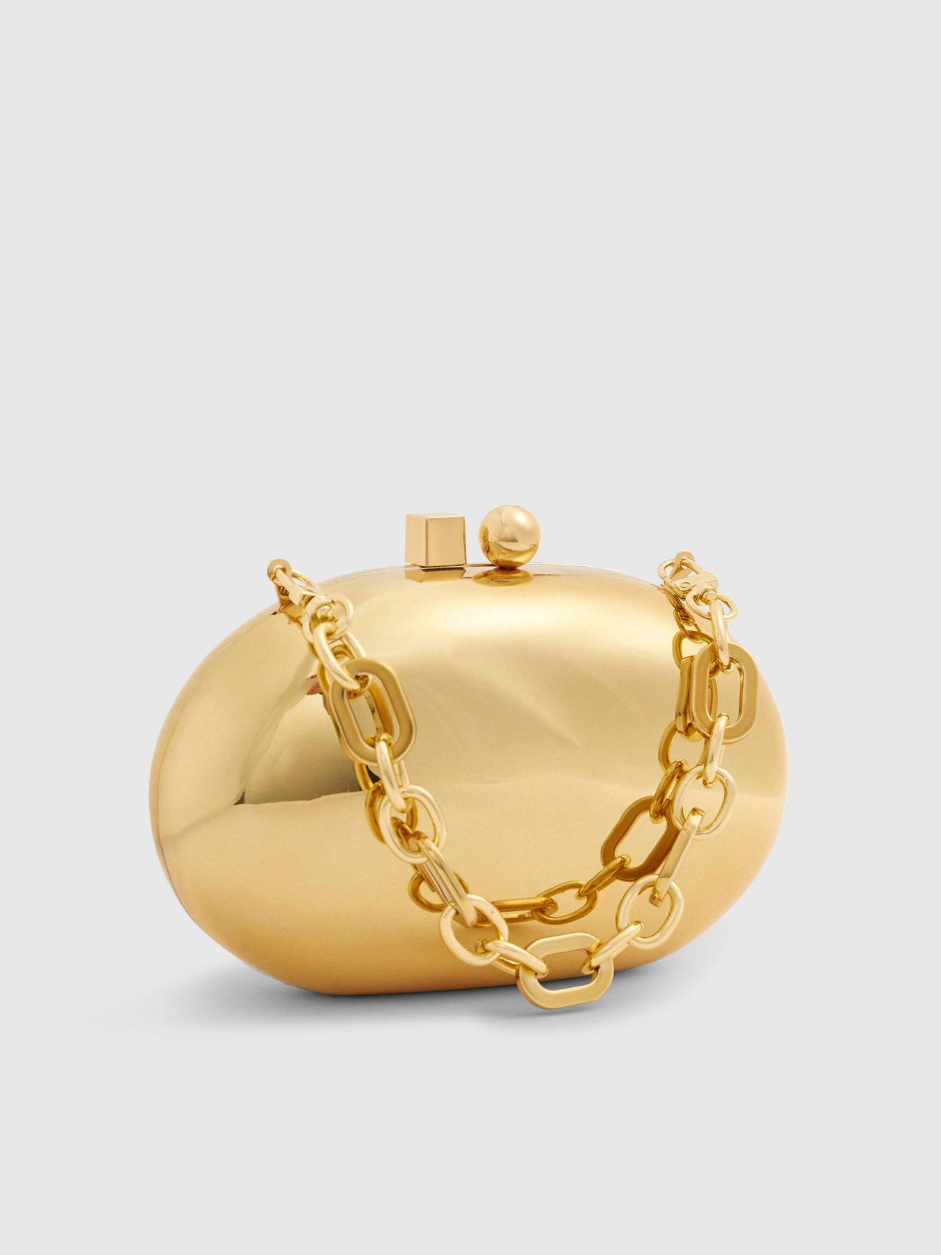 Image 2 of 5 of River Island Metal Hard Shell Clutch Bag - Gold