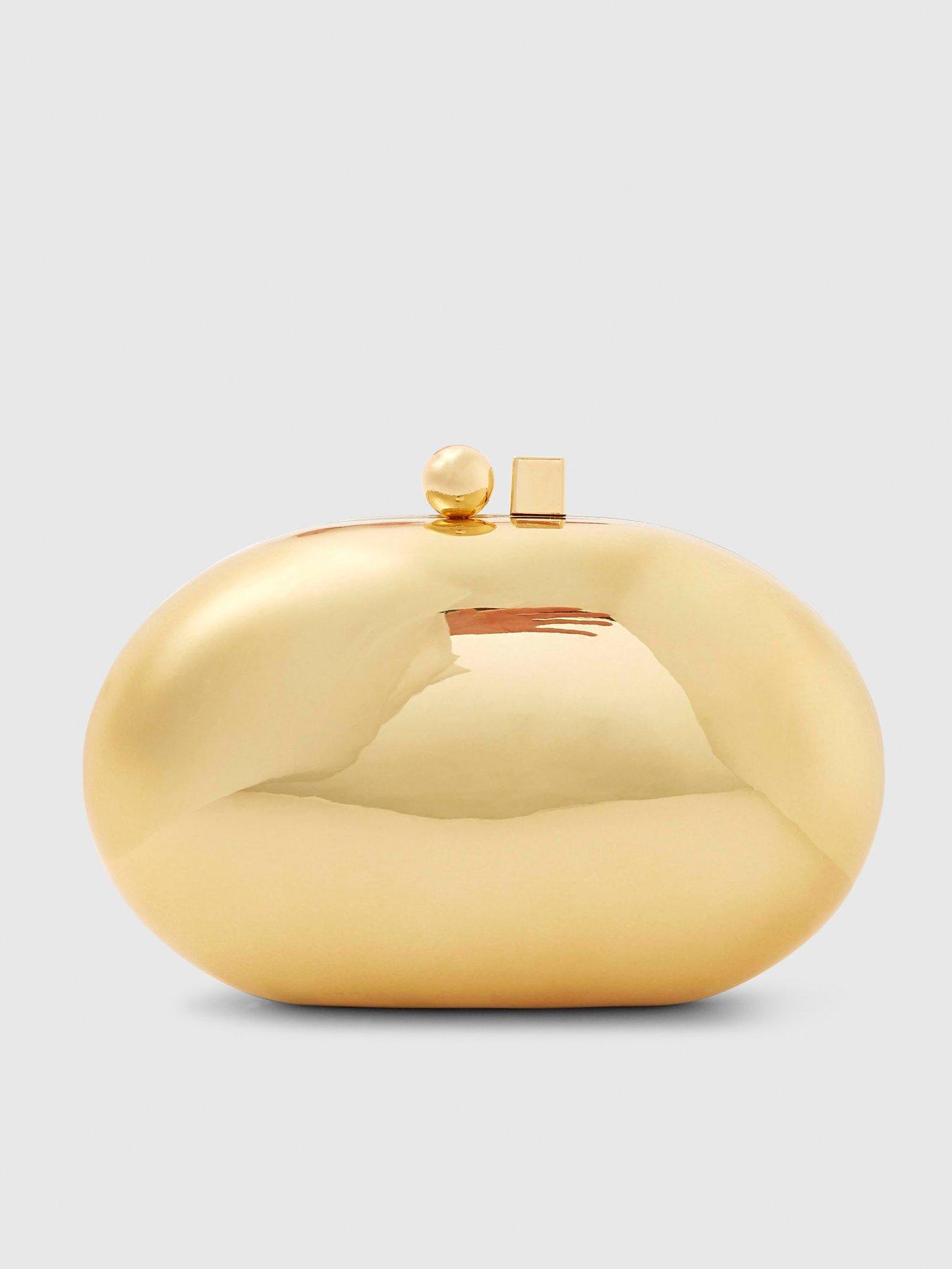 Image 3 of 5 of River Island Metal Hard Shell Clutch Bag - Gold