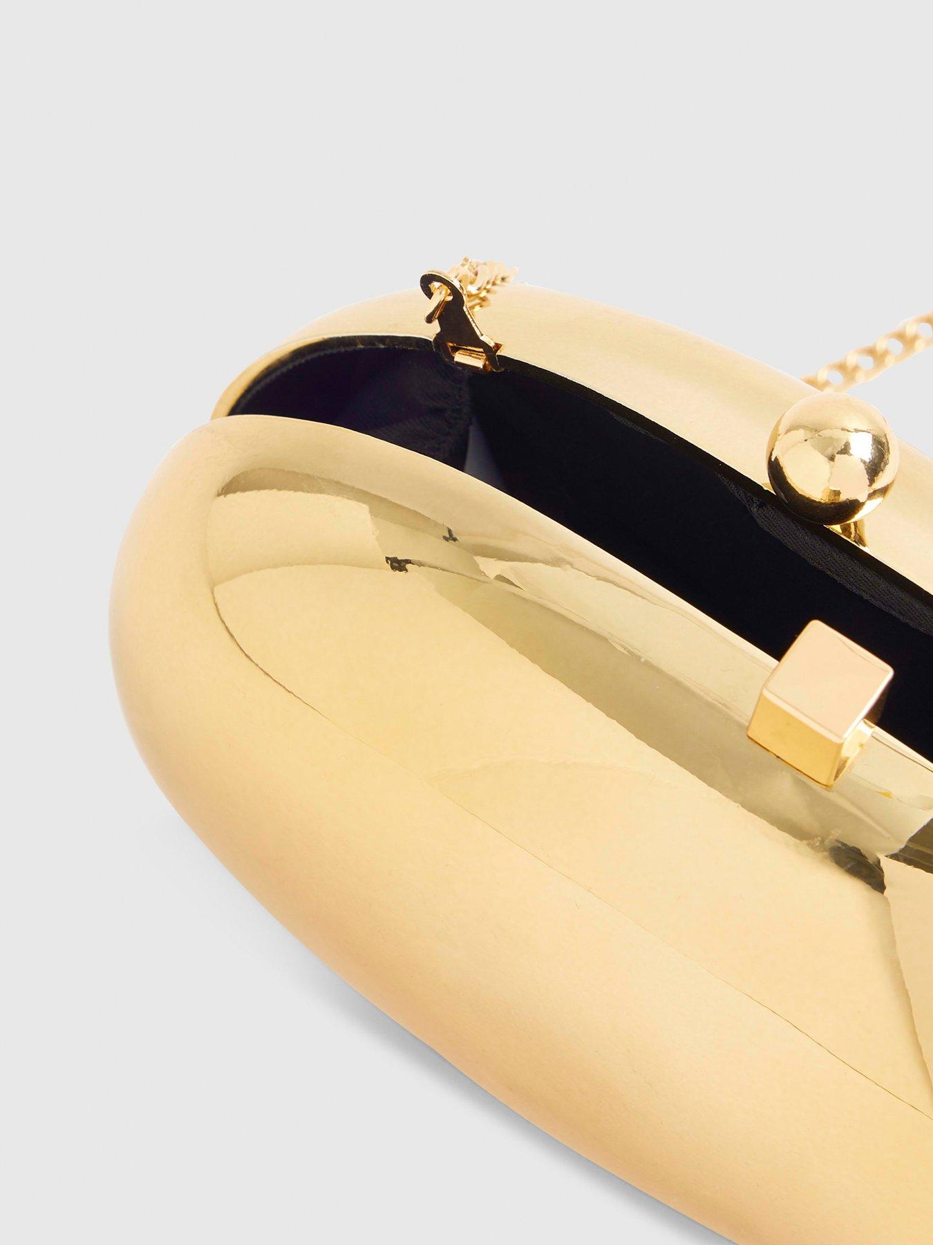 Image 4 of 5 of River Island Metal Hard Shell Clutch Bag - Gold