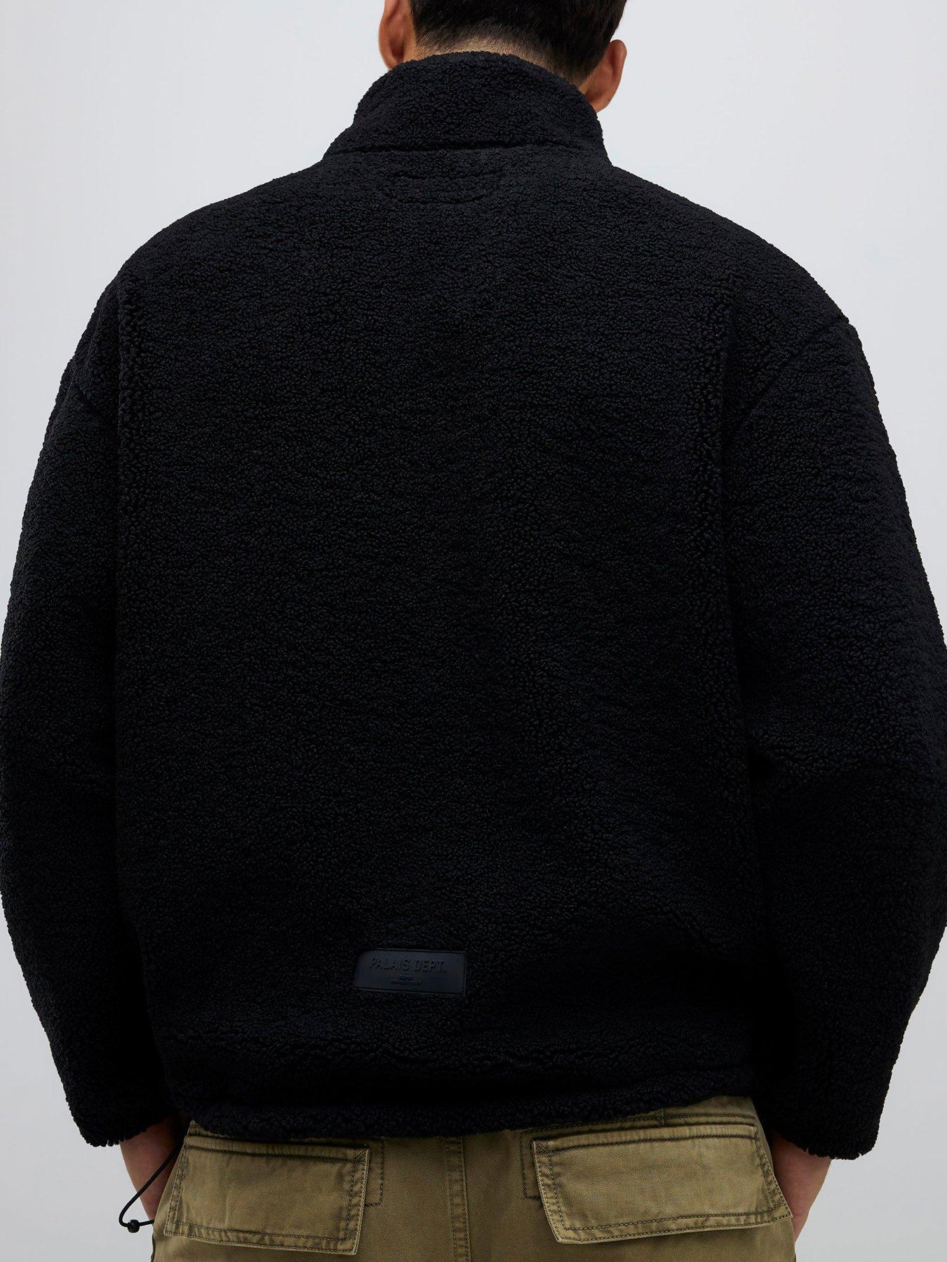  image of river-island-oversized-half-zip-fleece-sweatshirt-black