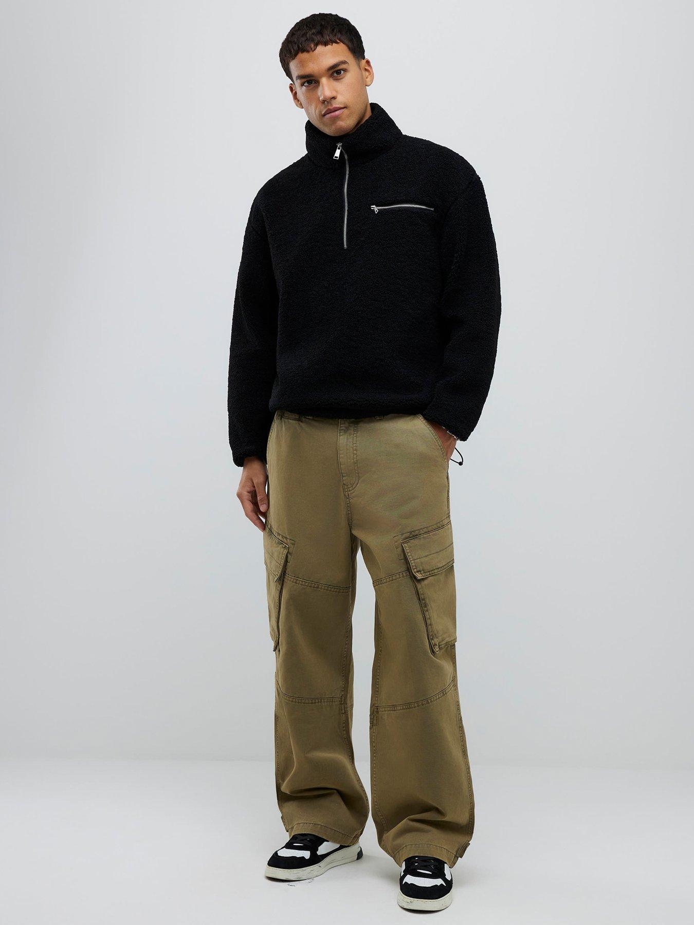  image of river-island-oversized-half-zip-fleece-sweatshirt-black