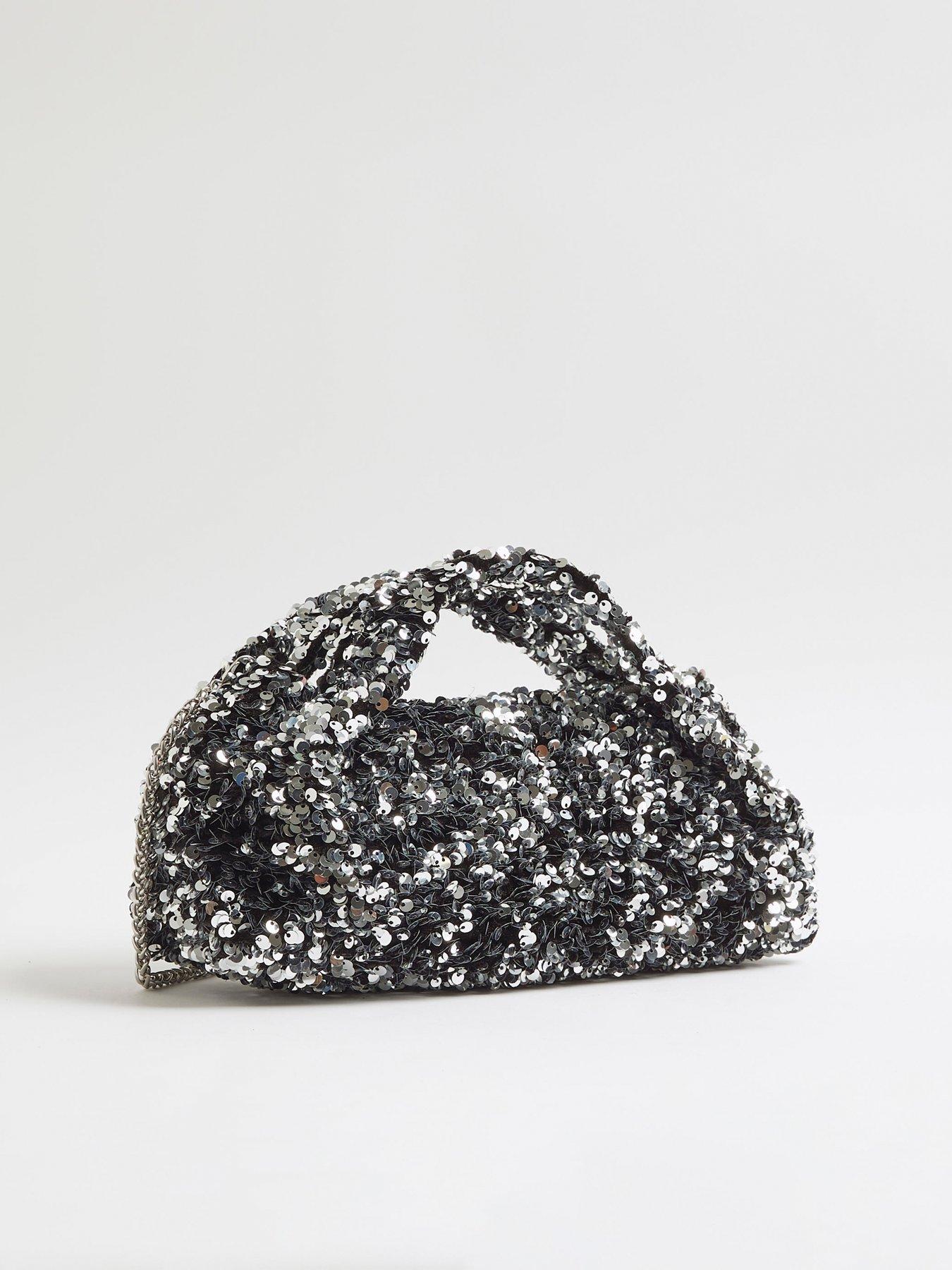  image of river-island-sequin-clutch-bag-silver