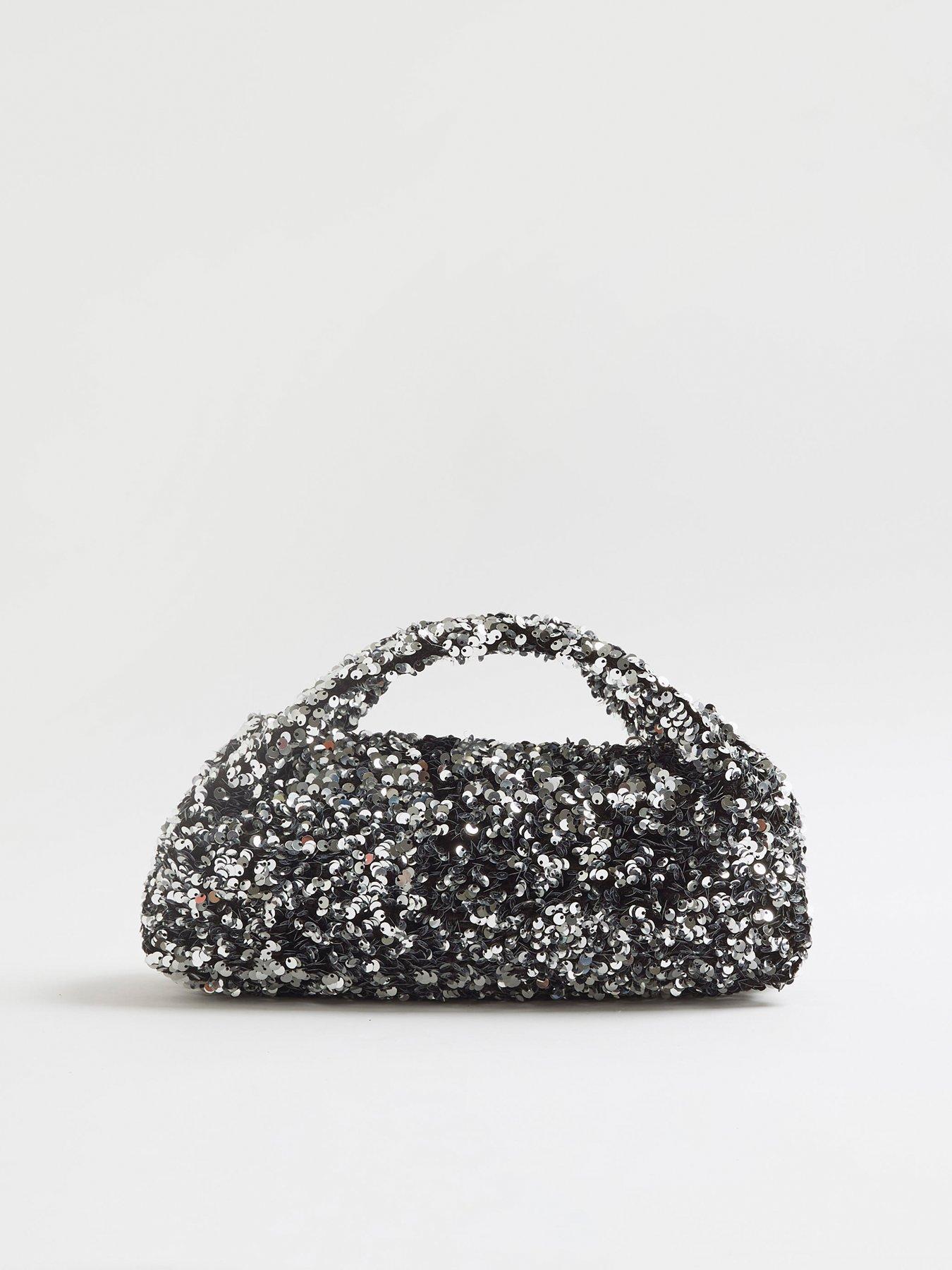  image of river-island-sequin-clutch-bag-silver
