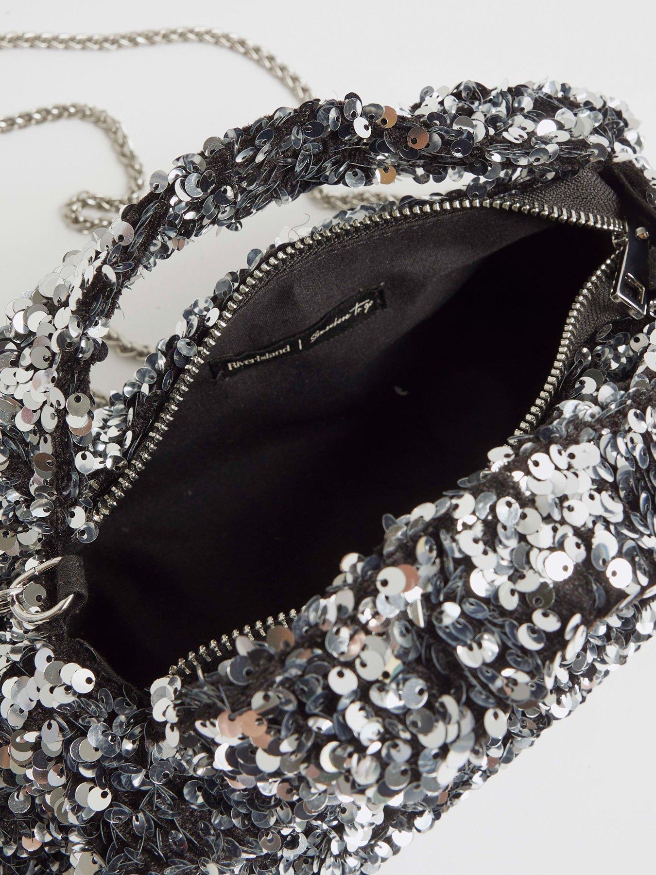  image of river-island-sequin-clutch-bag-silver