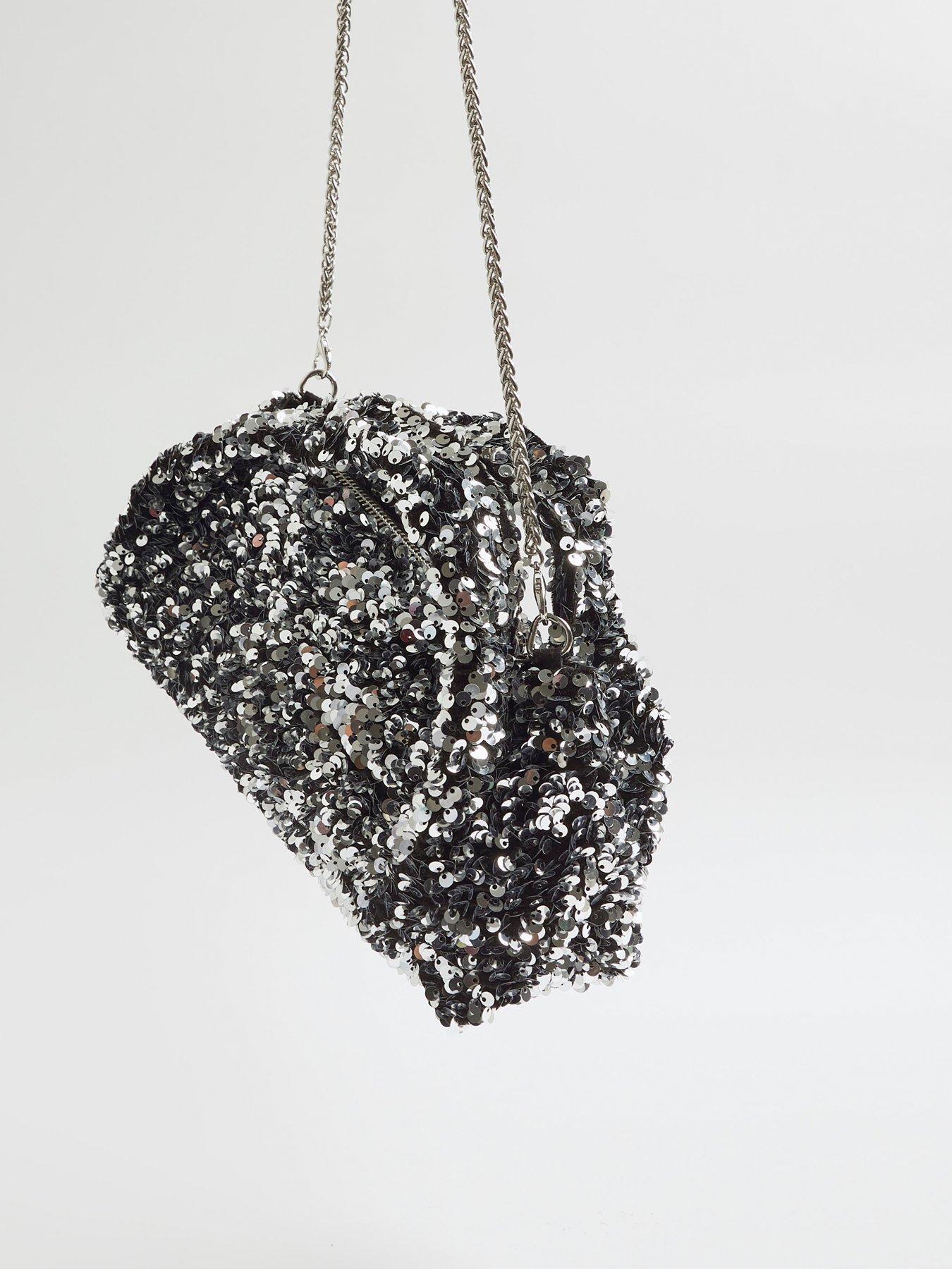  image of river-island-sequin-clutch-bag-silver