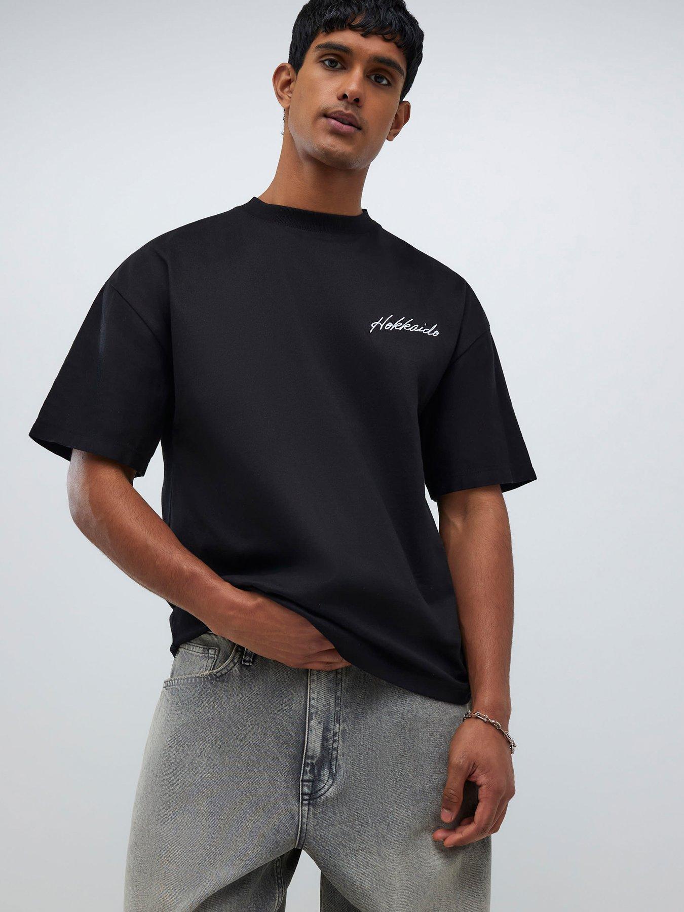 stillFront image of river-island-oversized-fit-hokkaido-beaded-t-shirt-black