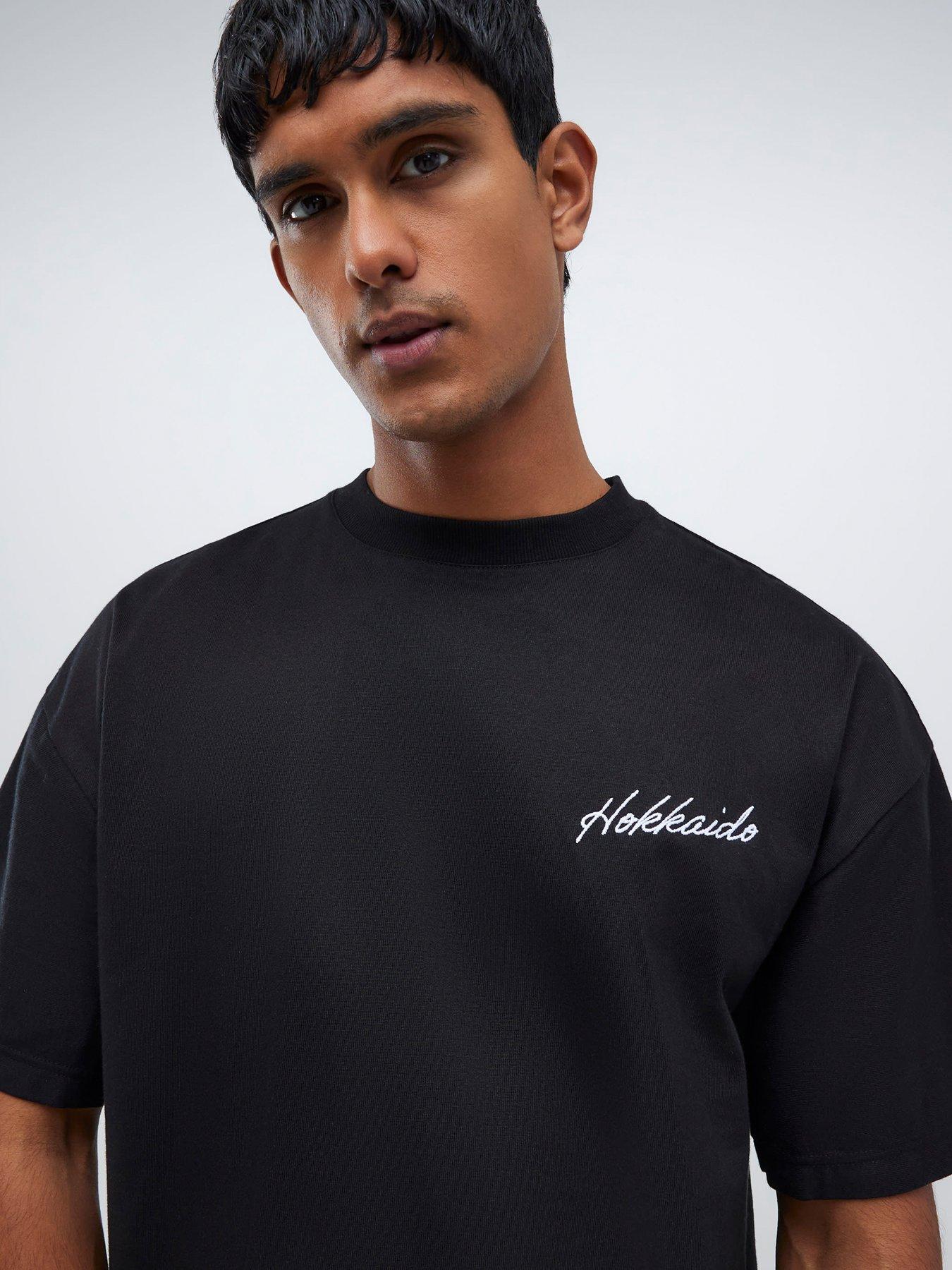  image of river-island-oversized-fit-hokkaido-beaded-t-shirt-black