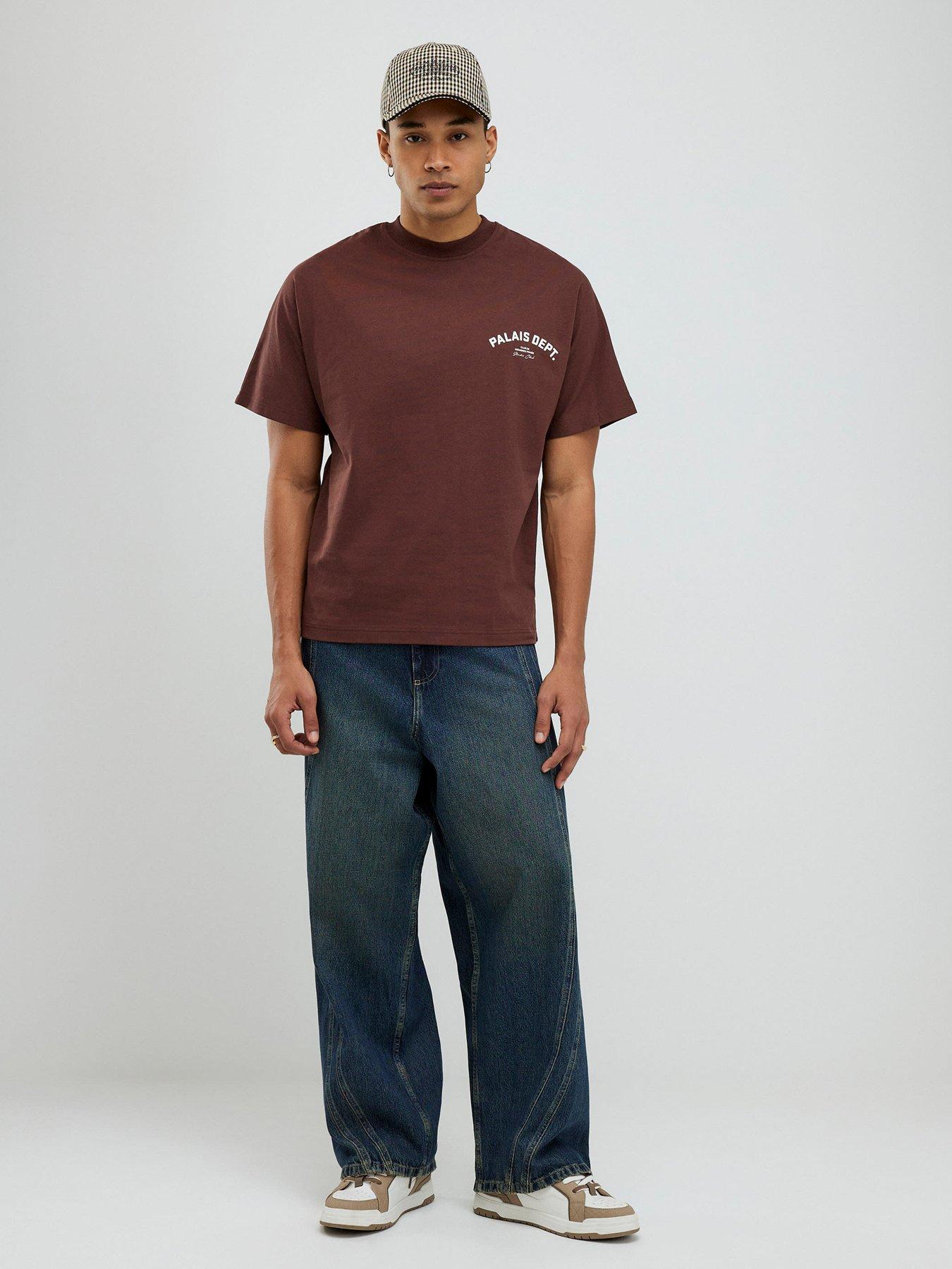 Image 3 of 4 of River Island Oversized Fit Palais Dept T-shirt - Brown
