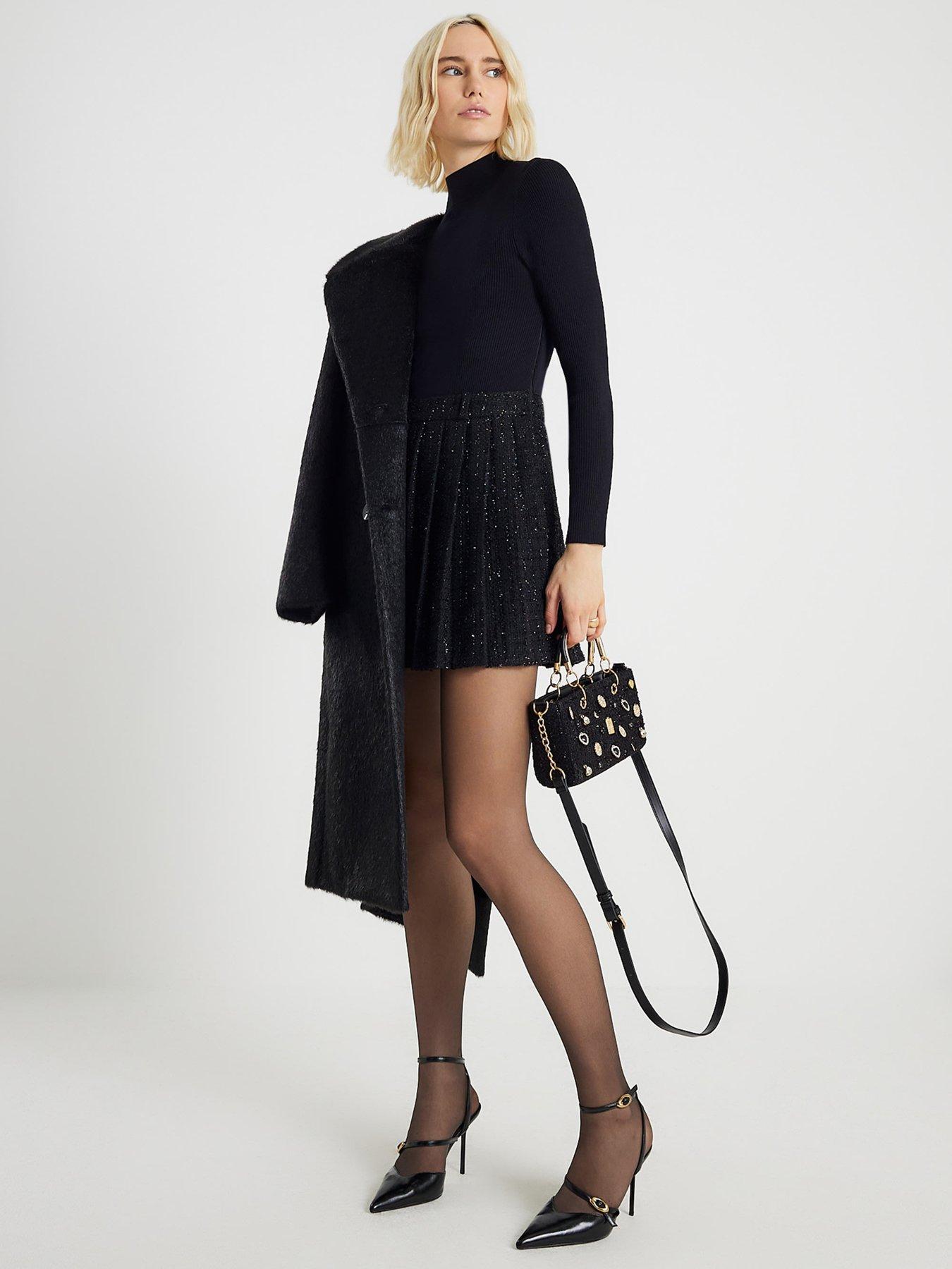  image of river-island-boucle-hybrid-dress-black