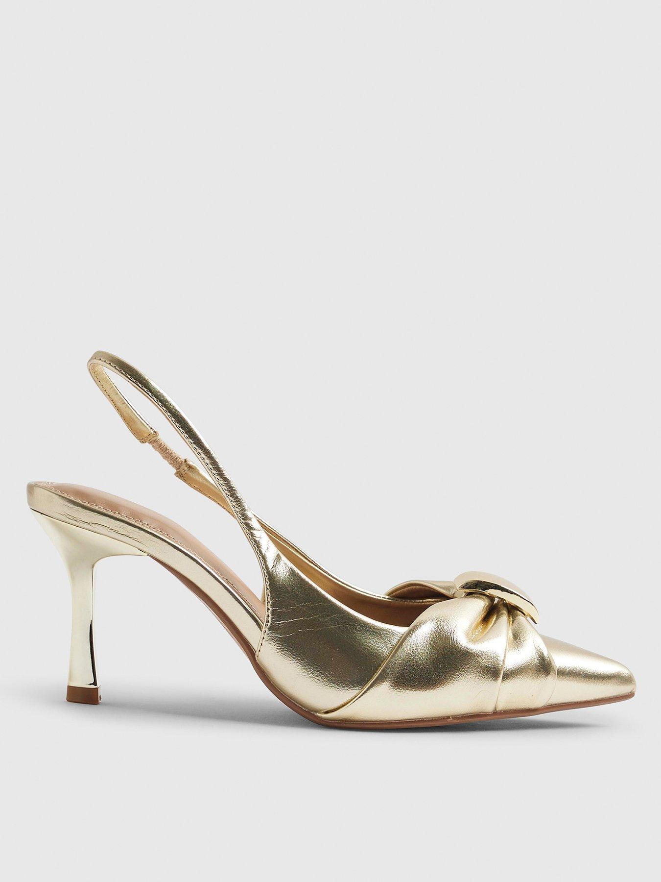 stillFront image of river-island-ruched-slingback-heels-gold