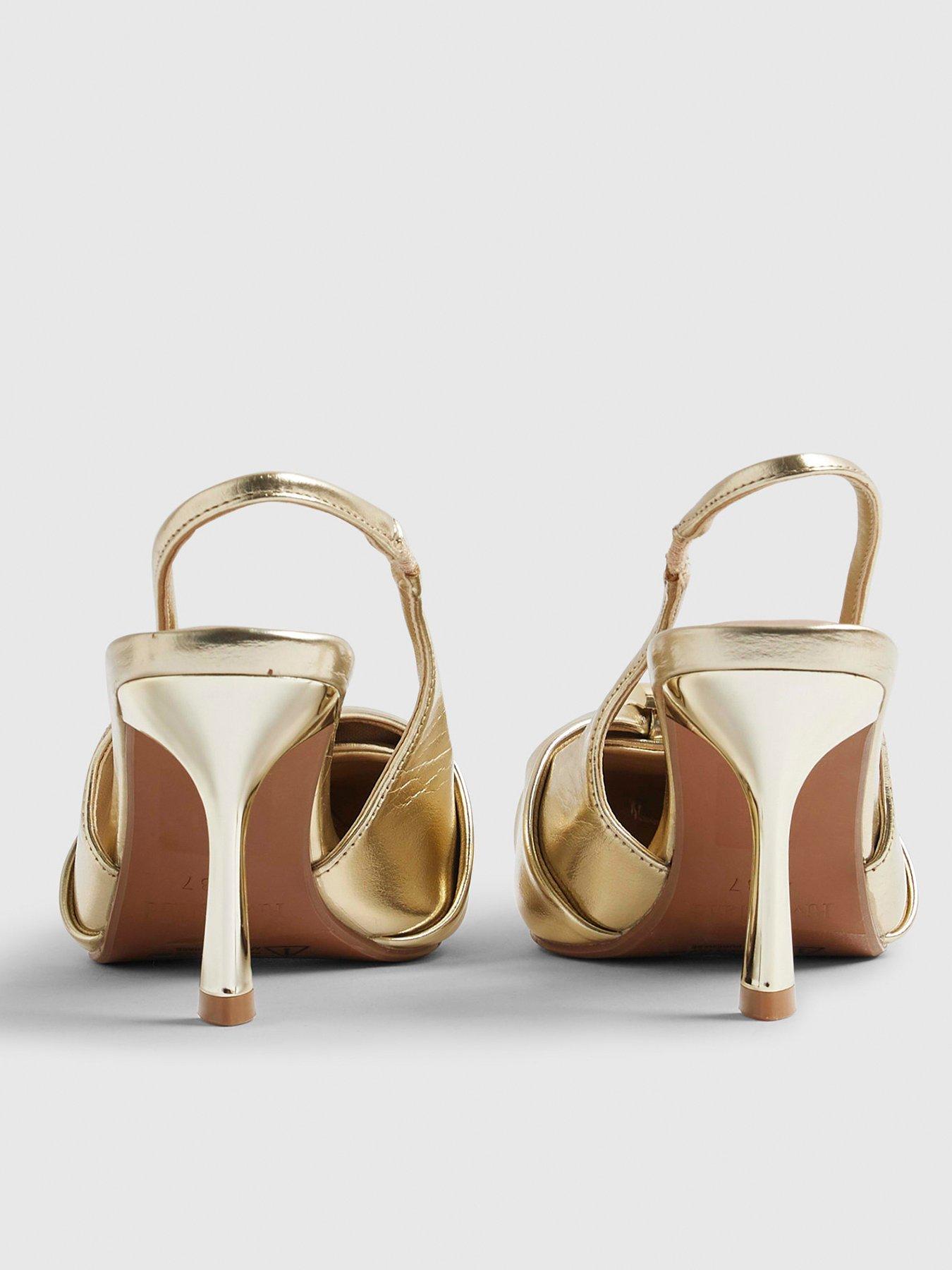  image of river-island-ruched-slingback-heels-gold