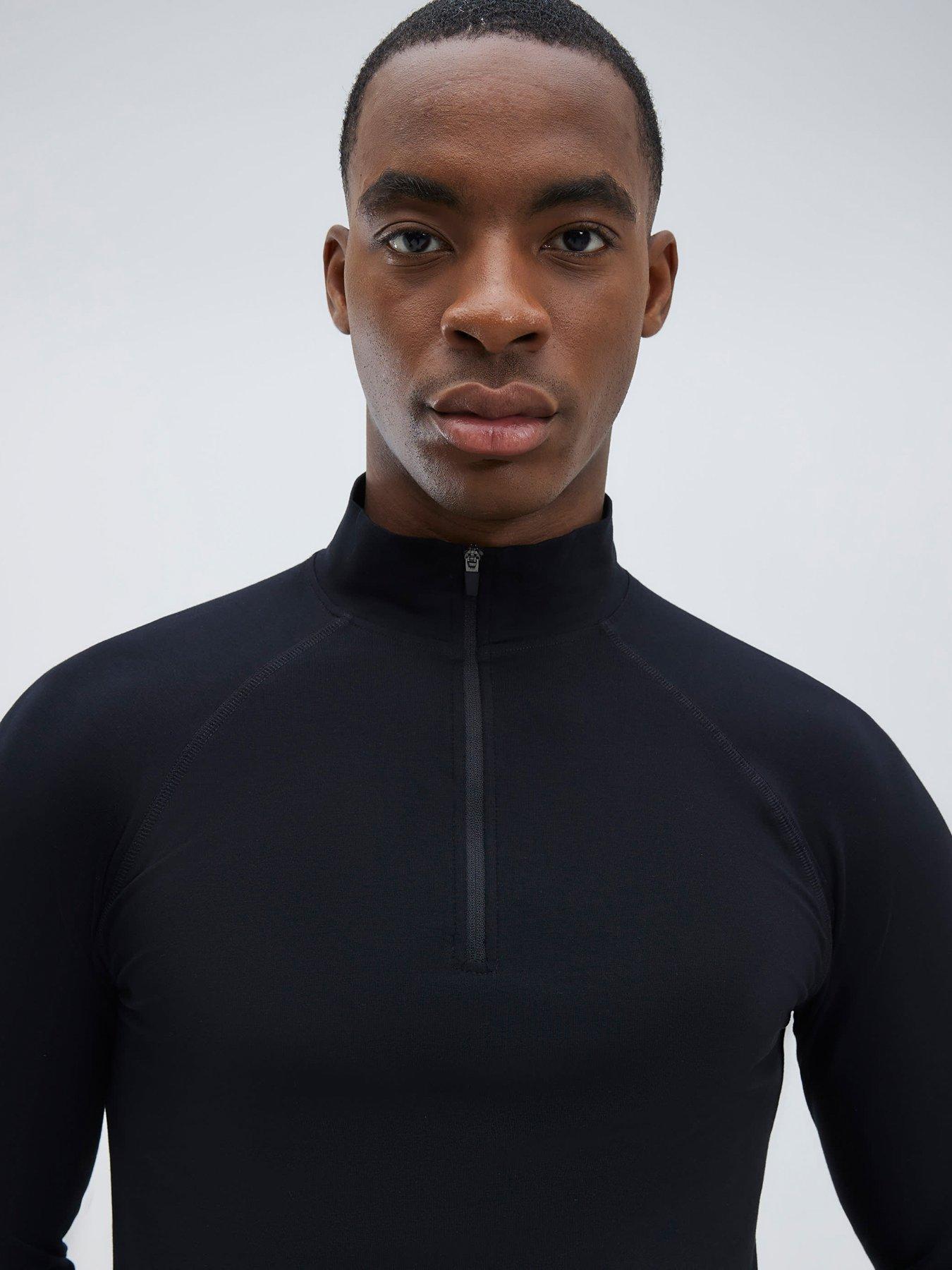  image of river-island-quarter-zip-funnel-sweatshirt-black