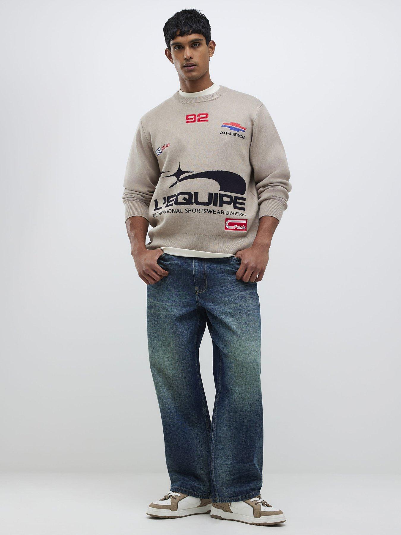  image of river-island-baggy-fit-jeans-blue