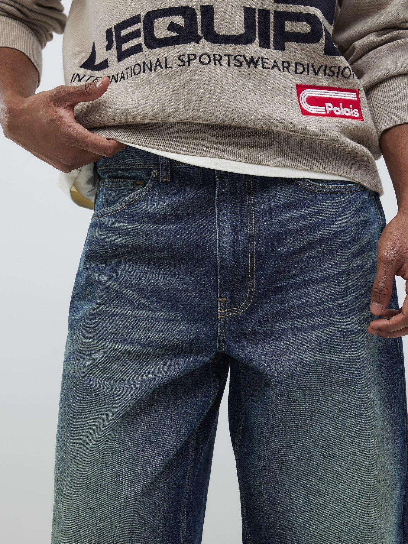  image of river-island-baggy-fit-jeans-blue