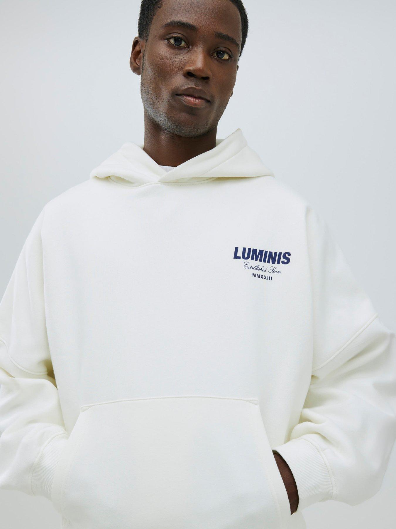  image of river-island-oversized-fit-italic-luminis-hoodie-cream