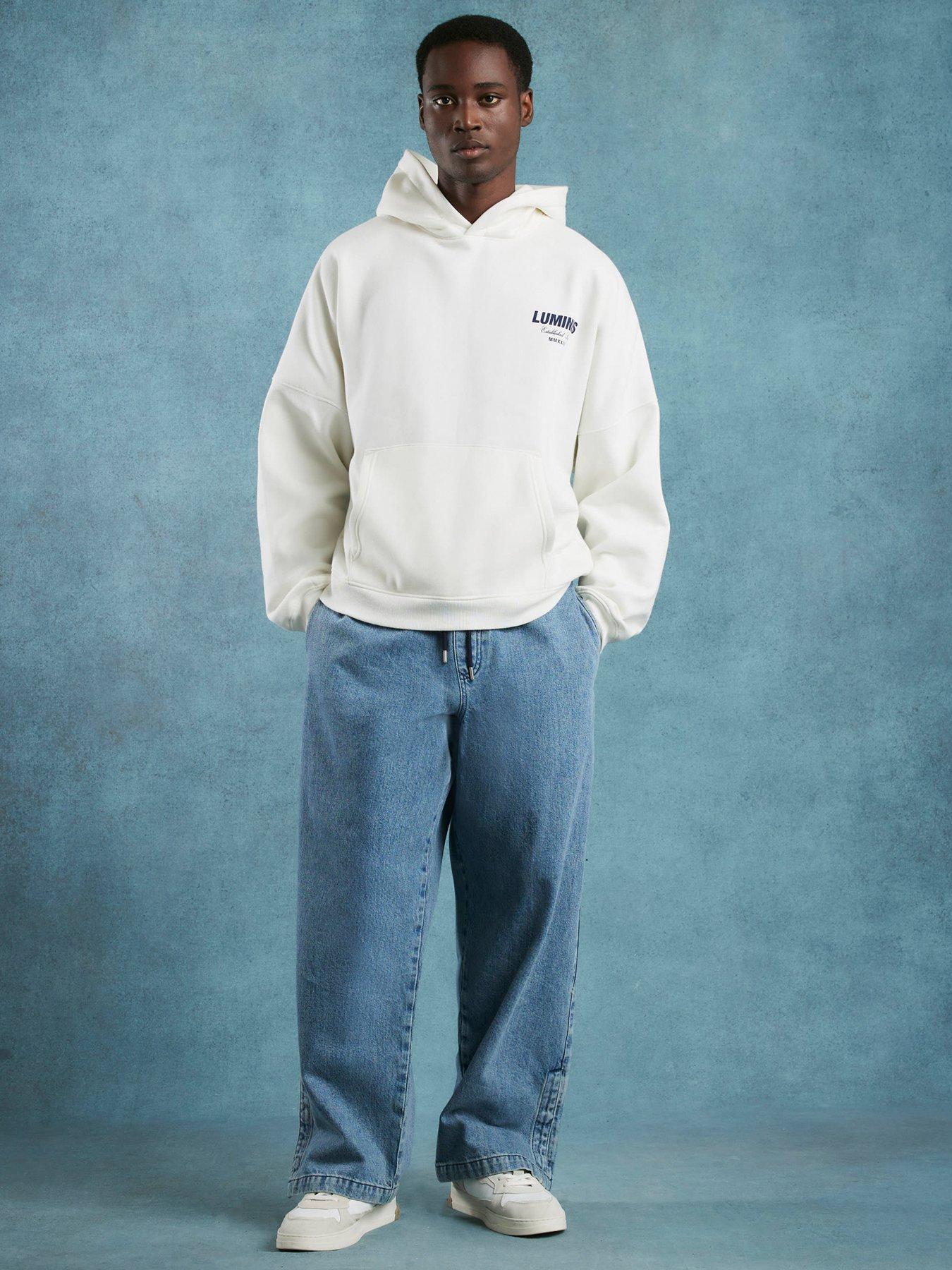  image of river-island-oversized-fit-italic-luminis-hoodie-cream