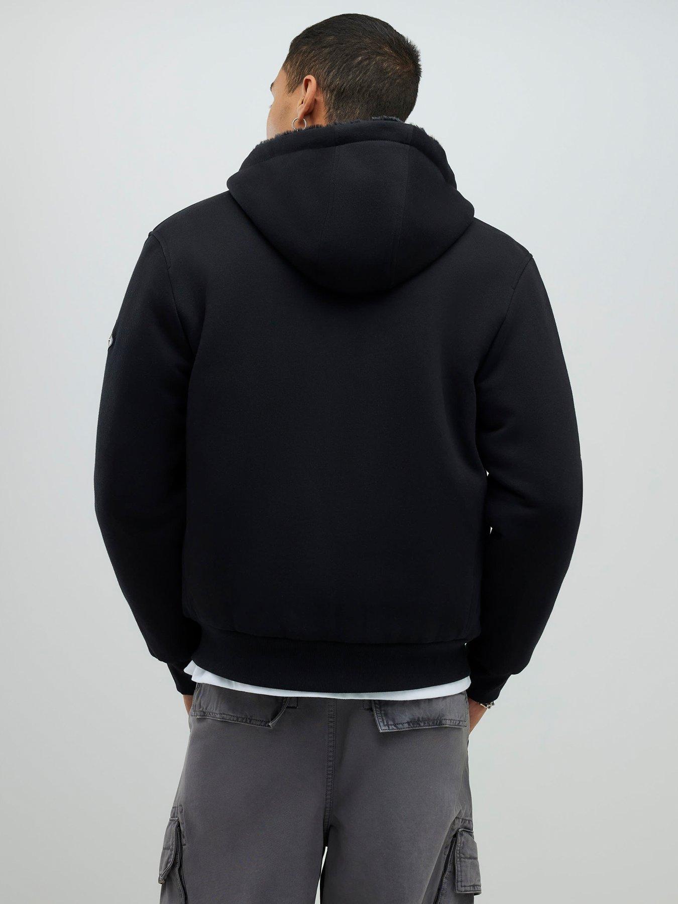 stillFront image of river-island-regular-fit-faux-fur-lined-hoodie-black