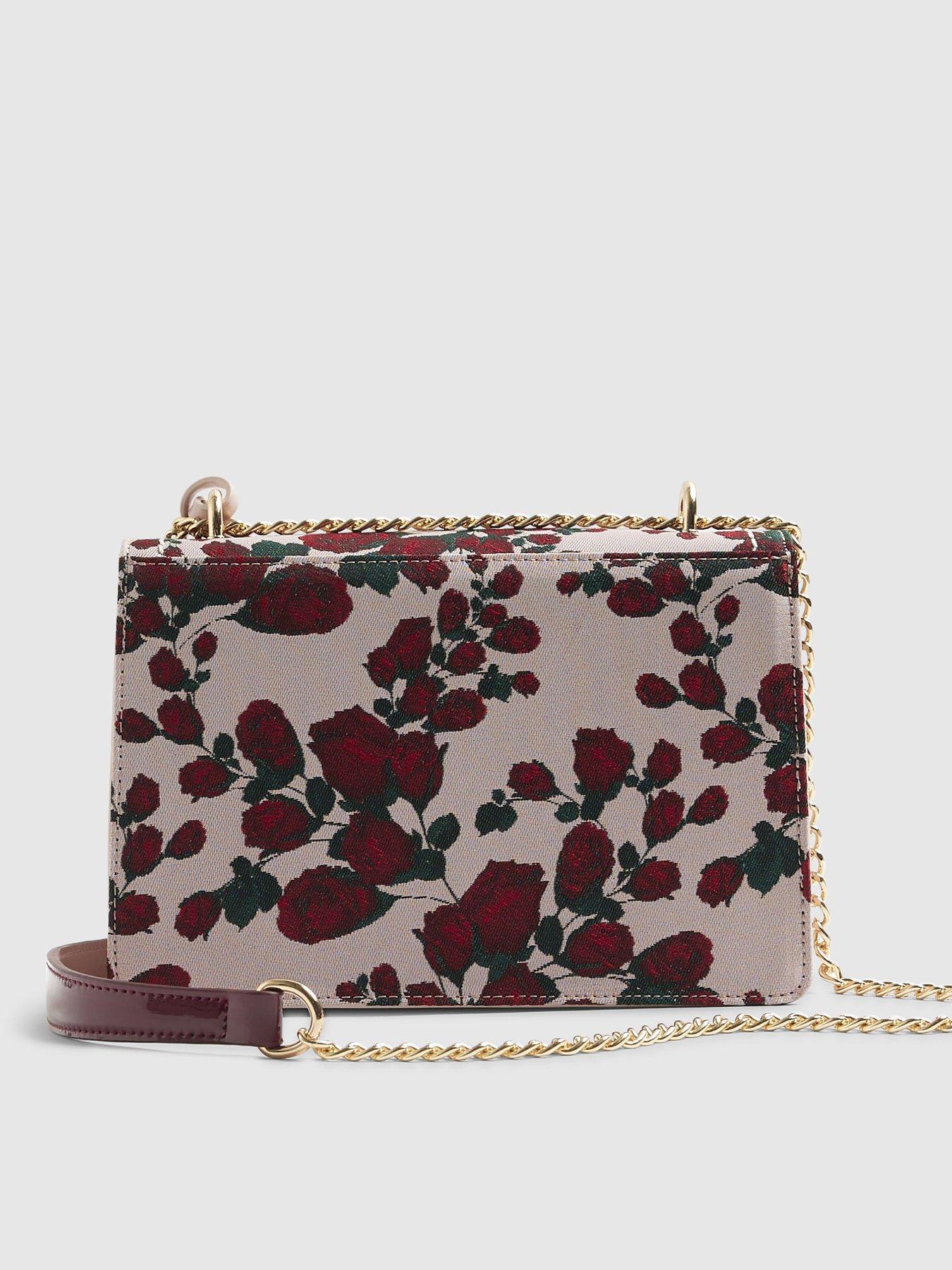  image of river-island-floral-rr-panelled-shoulder-bag-pink