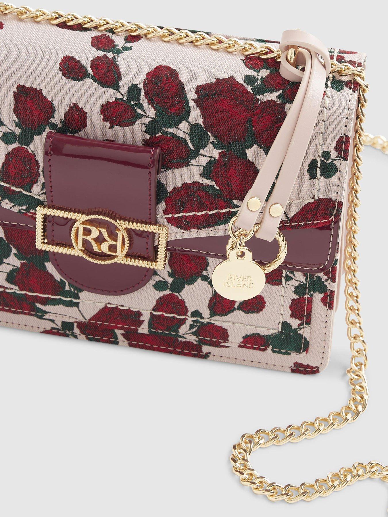  image of river-island-floral-rr-panelled-shoulder-bag-pink