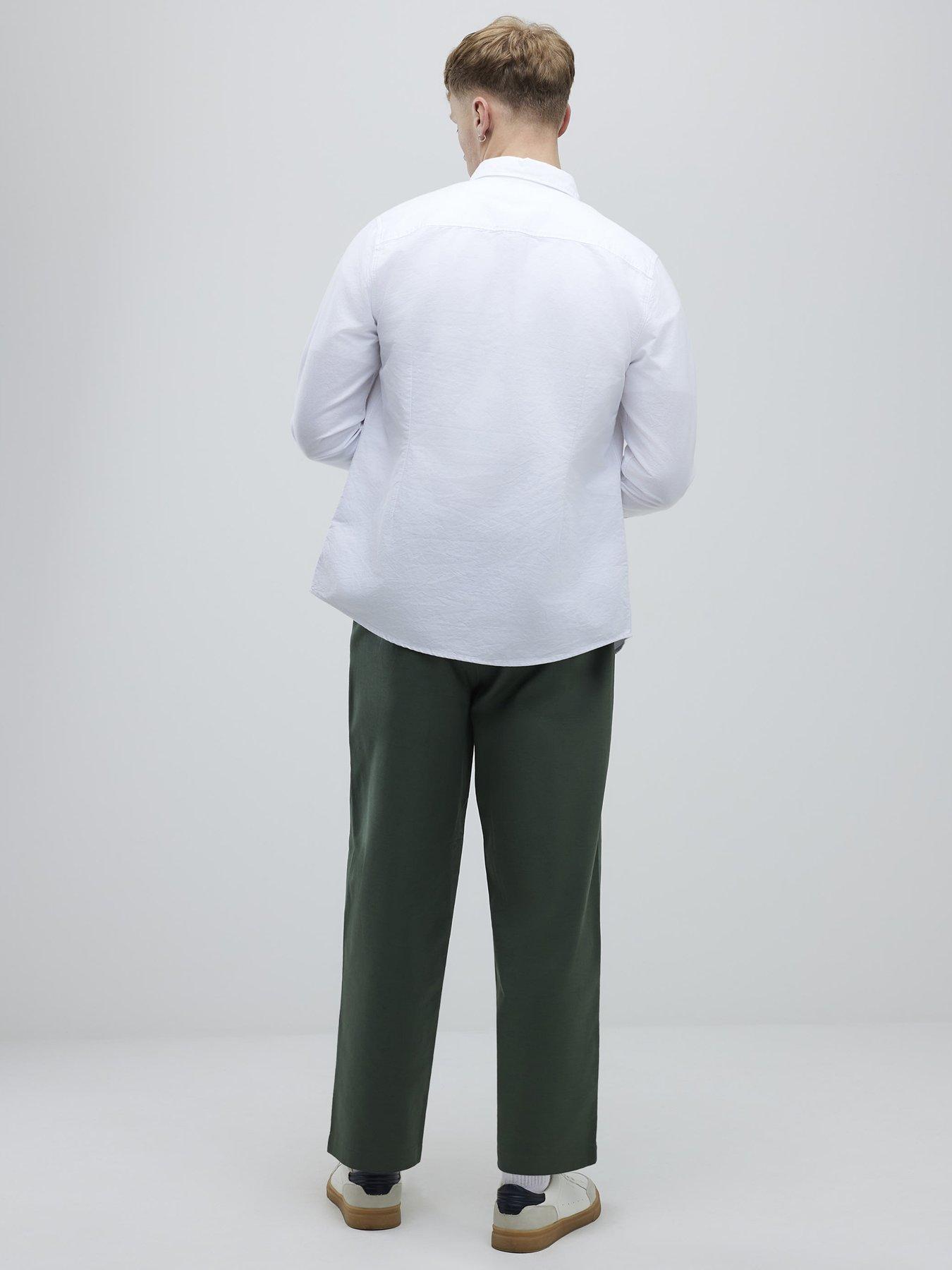  image of river-island-barrell-leg-chino-trousers-khaki