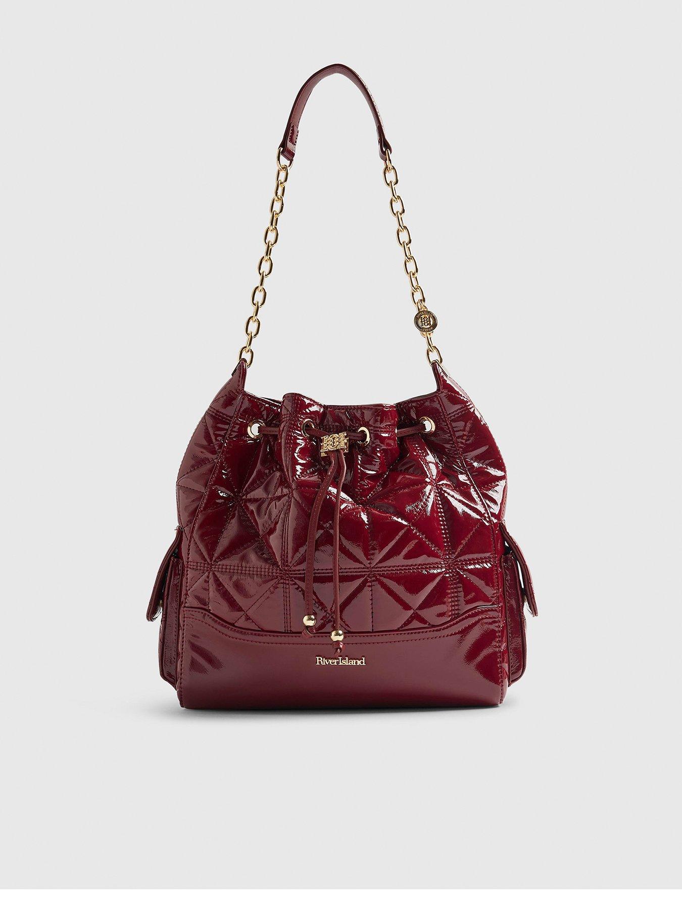  image of river-island-quilted-chain-handle-slouch-bag-red