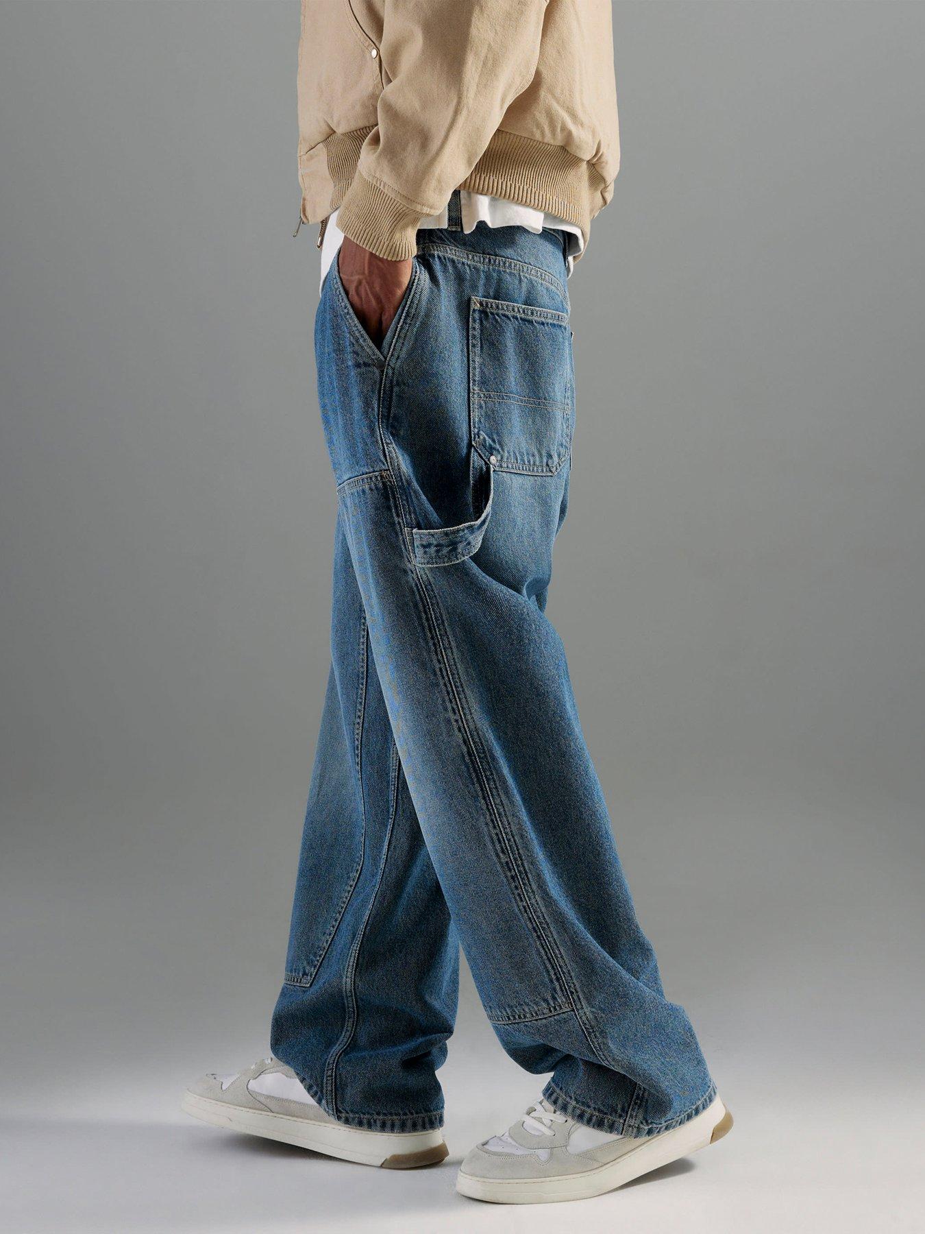 front image of river-island-baggy-fit-jeans-blue