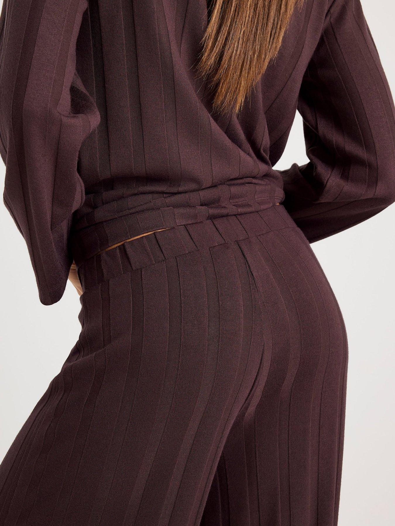 stillFront image of river-island-cosy-wide-ribbed-trousers-brown