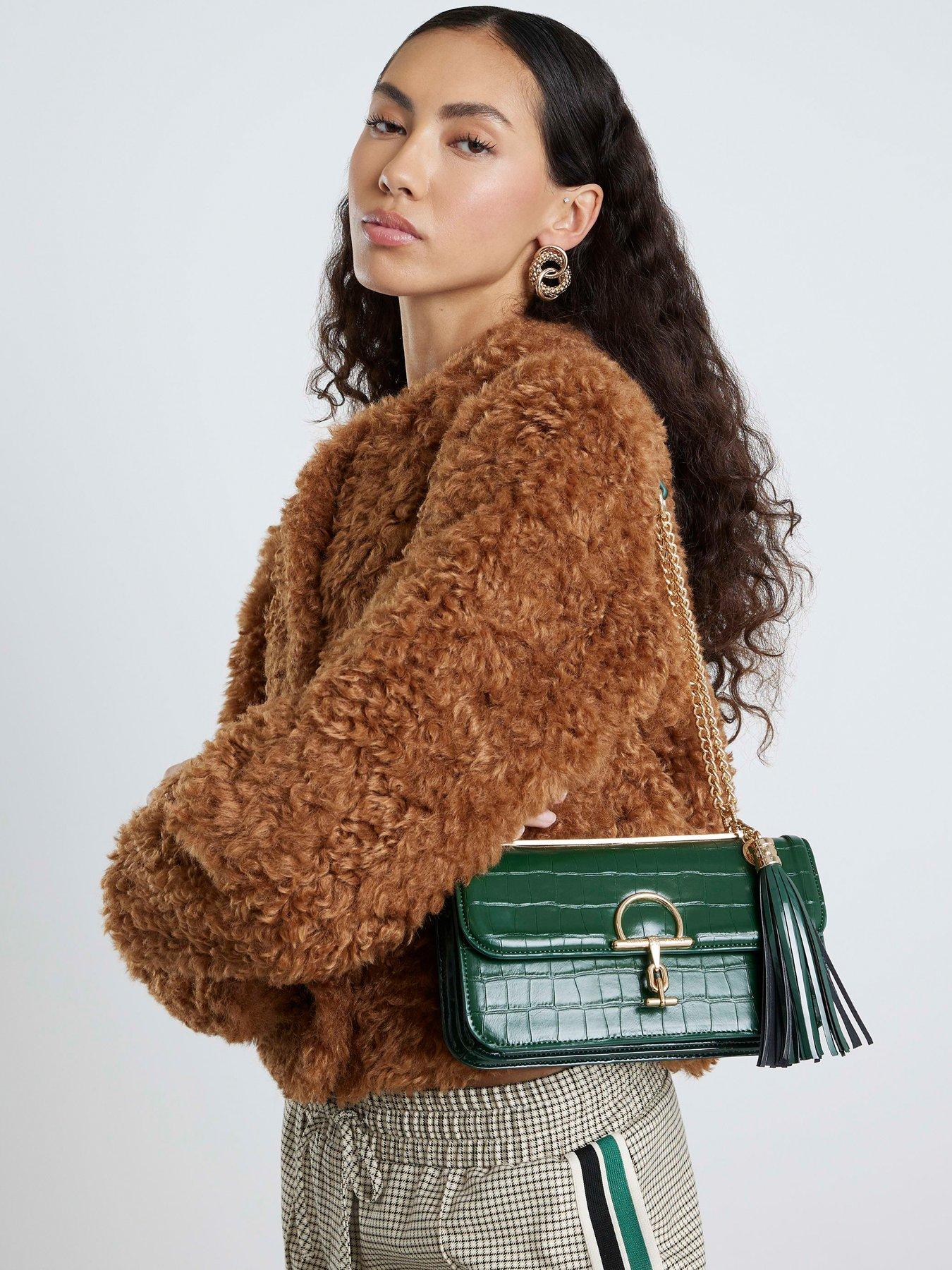  image of river-island-snaffle-tassel-shoulder-bag-green