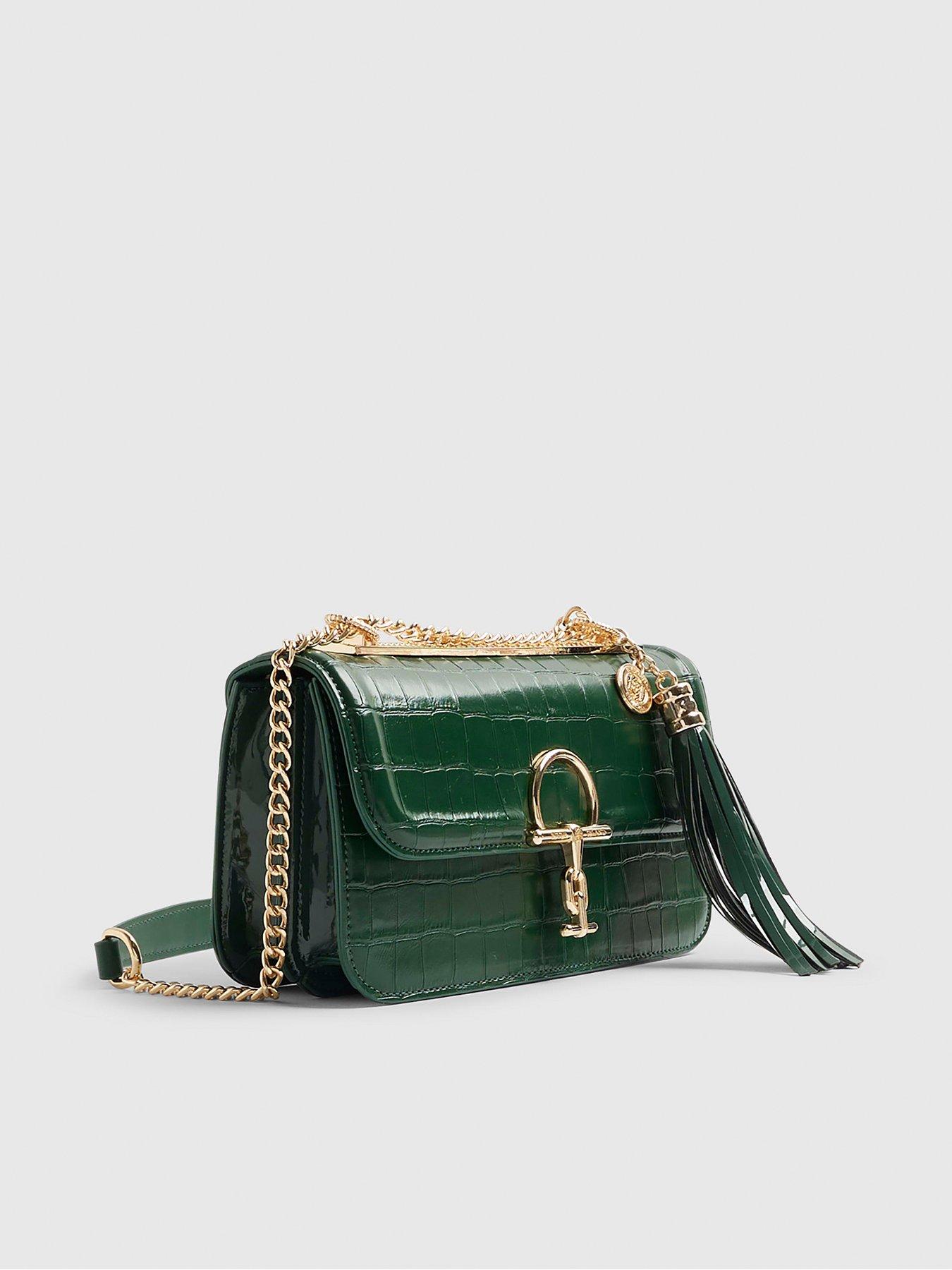  image of river-island-snaffle-tassel-shoulder-bag-green