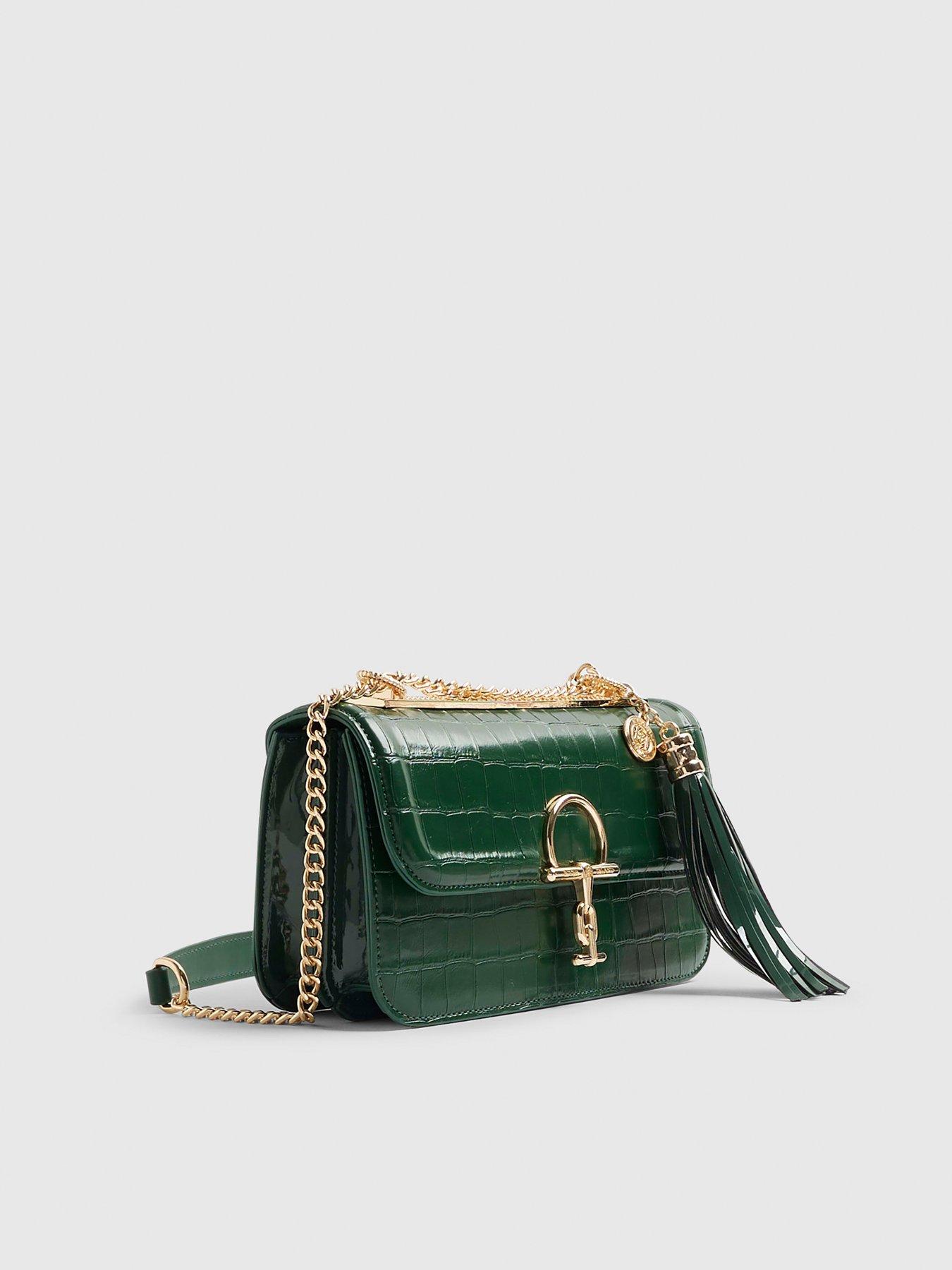  image of river-island-snaffle-tassel-shoulder-bag-green