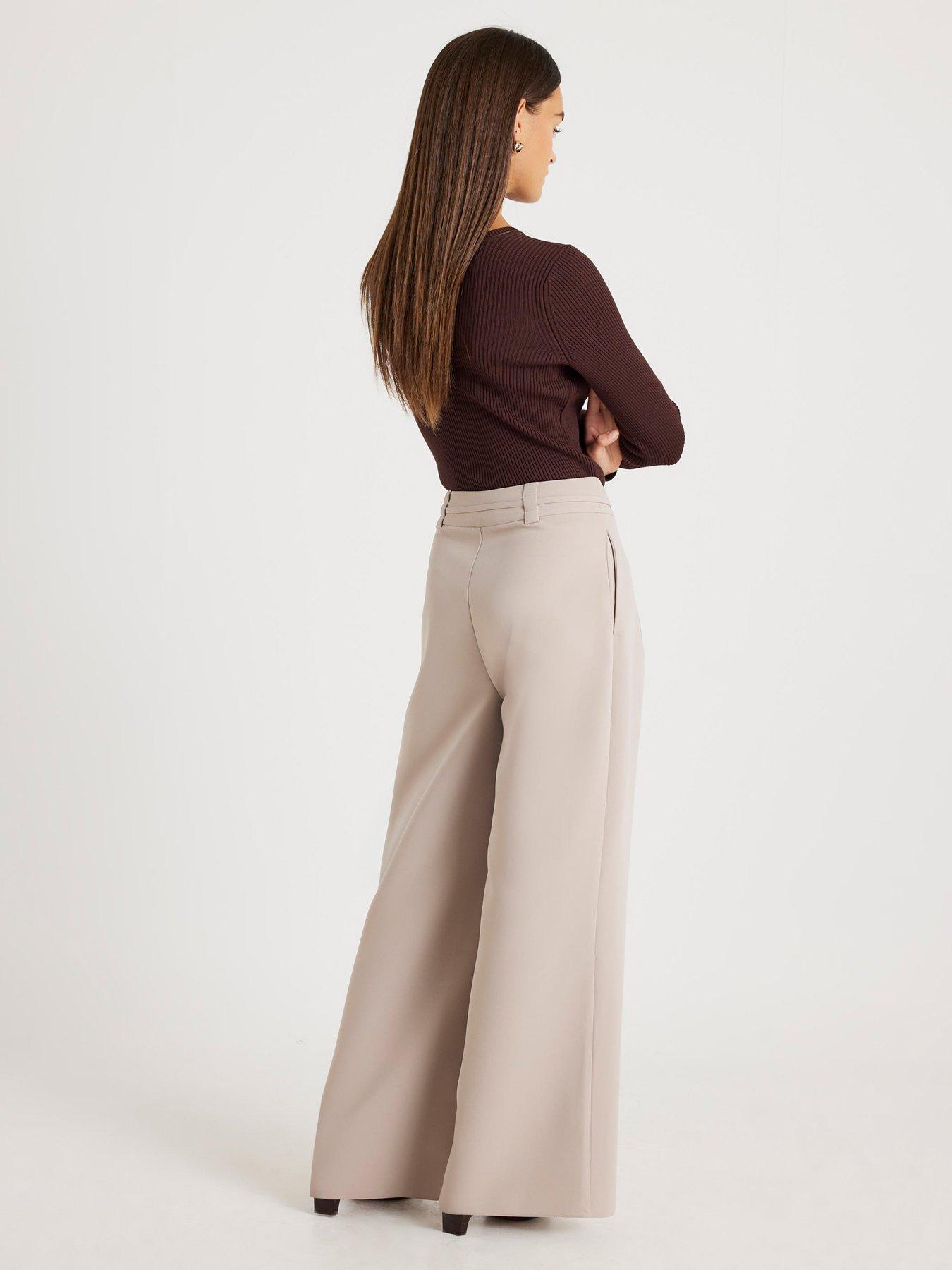 stillFront image of river-island-tie-waist-wide-leg-trousers-beige