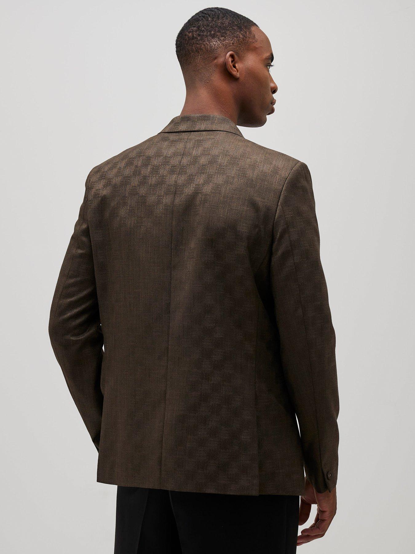  image of river-island-checkerboard-blazer-jacket-brown