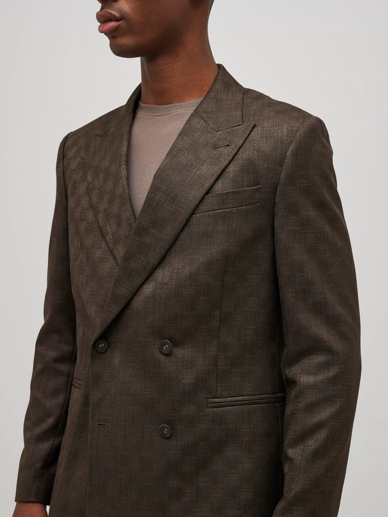 image of river-island-checkerboard-blazer-jacket-brown
