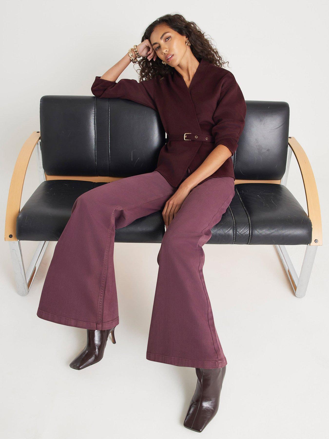  image of river-island-high-rise-palazzo-jeans-purple