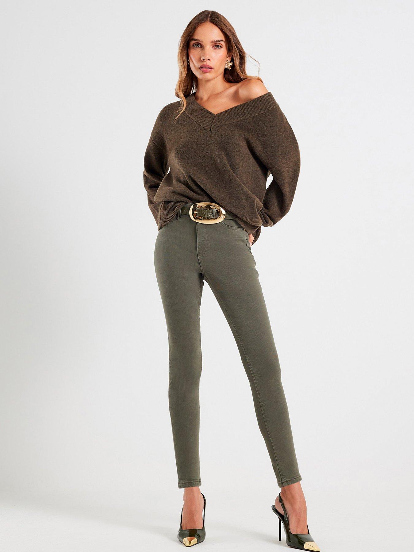 front image of river-island-molly-skinny-jeans-khaki