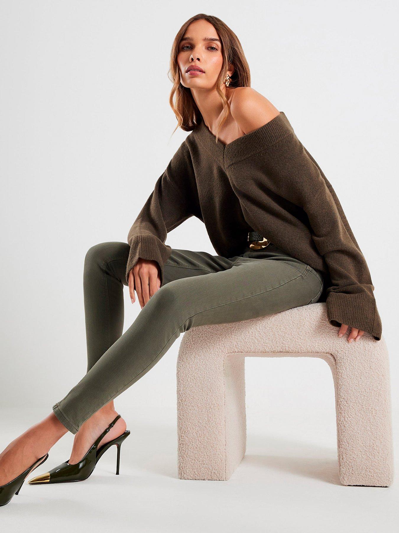  image of river-island-molly-skinny-jeans-khaki
