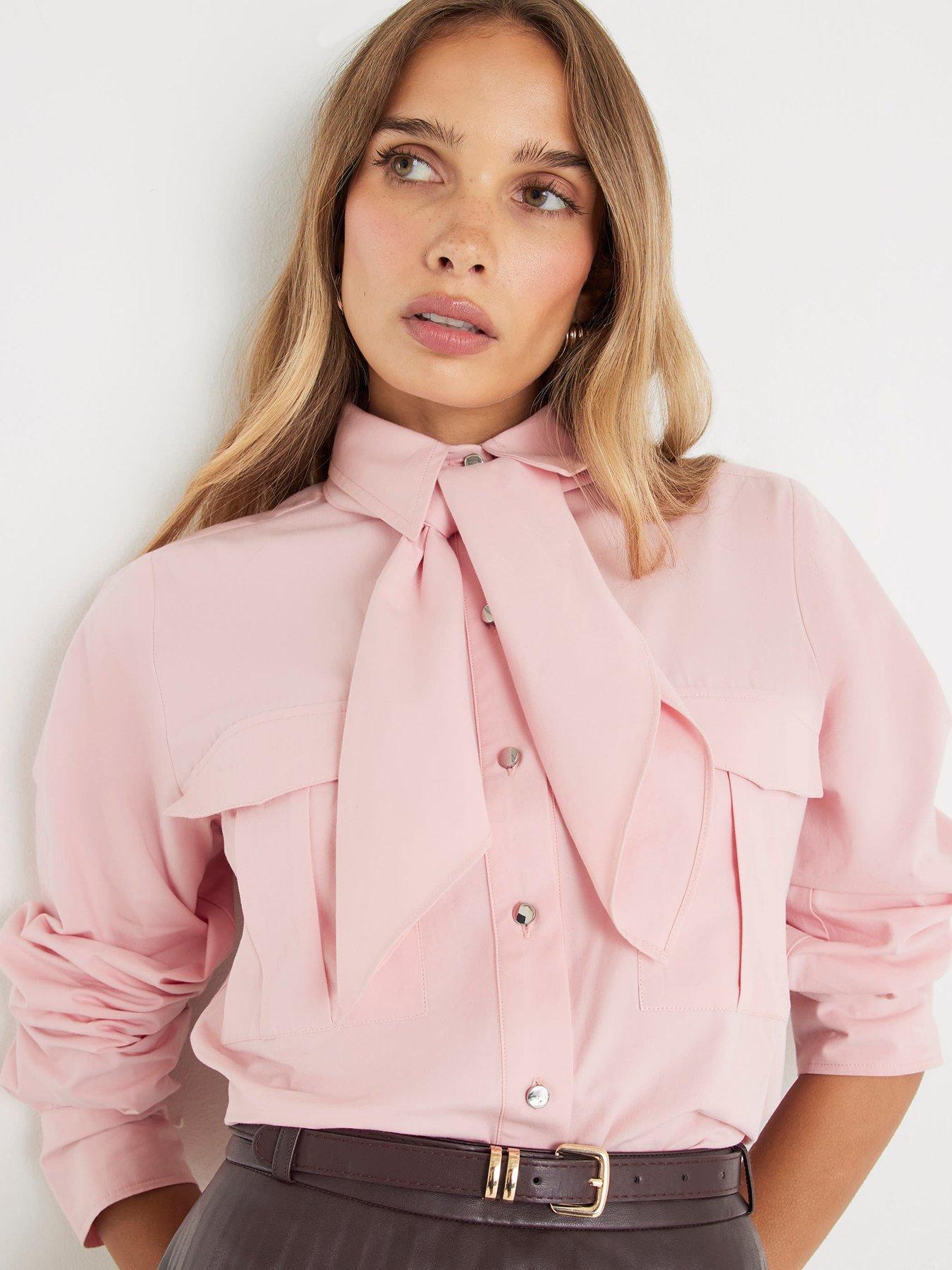 River Island Poplin Shirt With Neck Tie