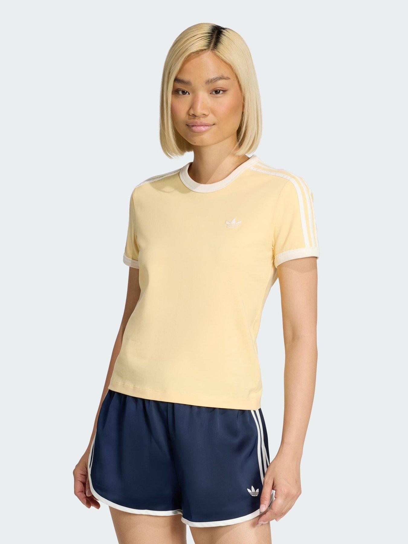 adidas Originals 3 Stripes Slim T-Shirt - Yellow