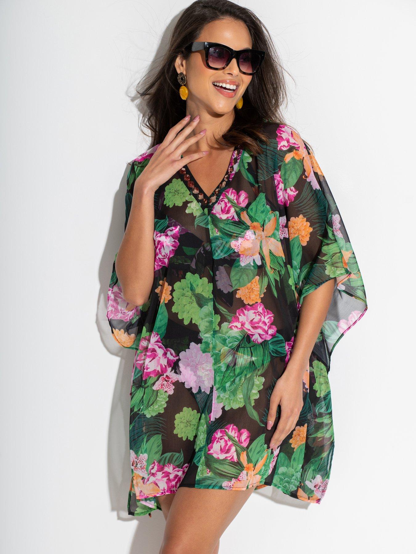  image of pour-moi-chiffon-v-neck-embellished-kaftan