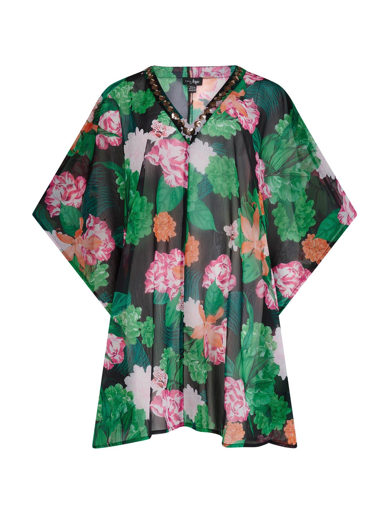  image of pour-moi-chiffon-v-neck-embellished-kaftan