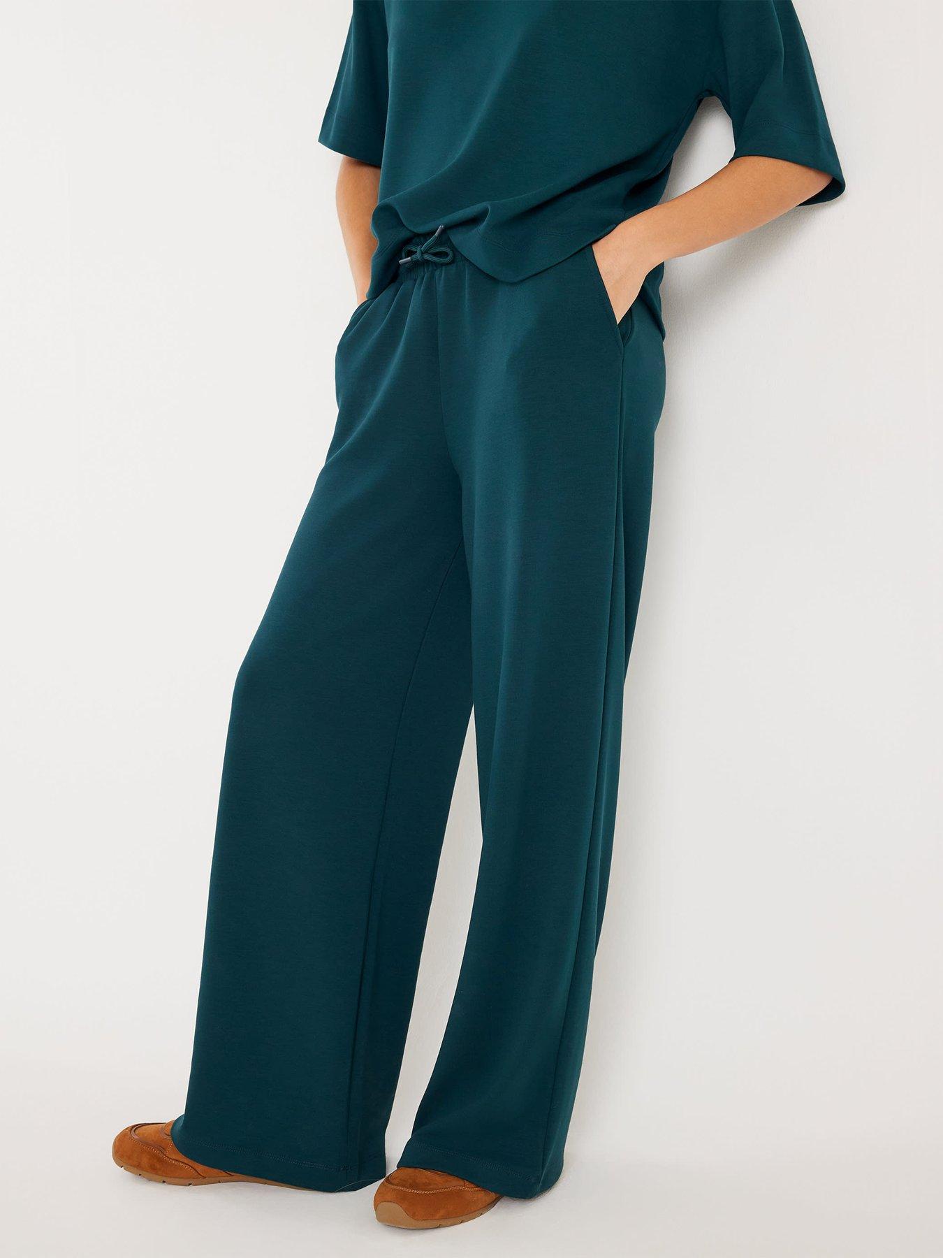 River Island Premium Wide Leg Joggers - Green