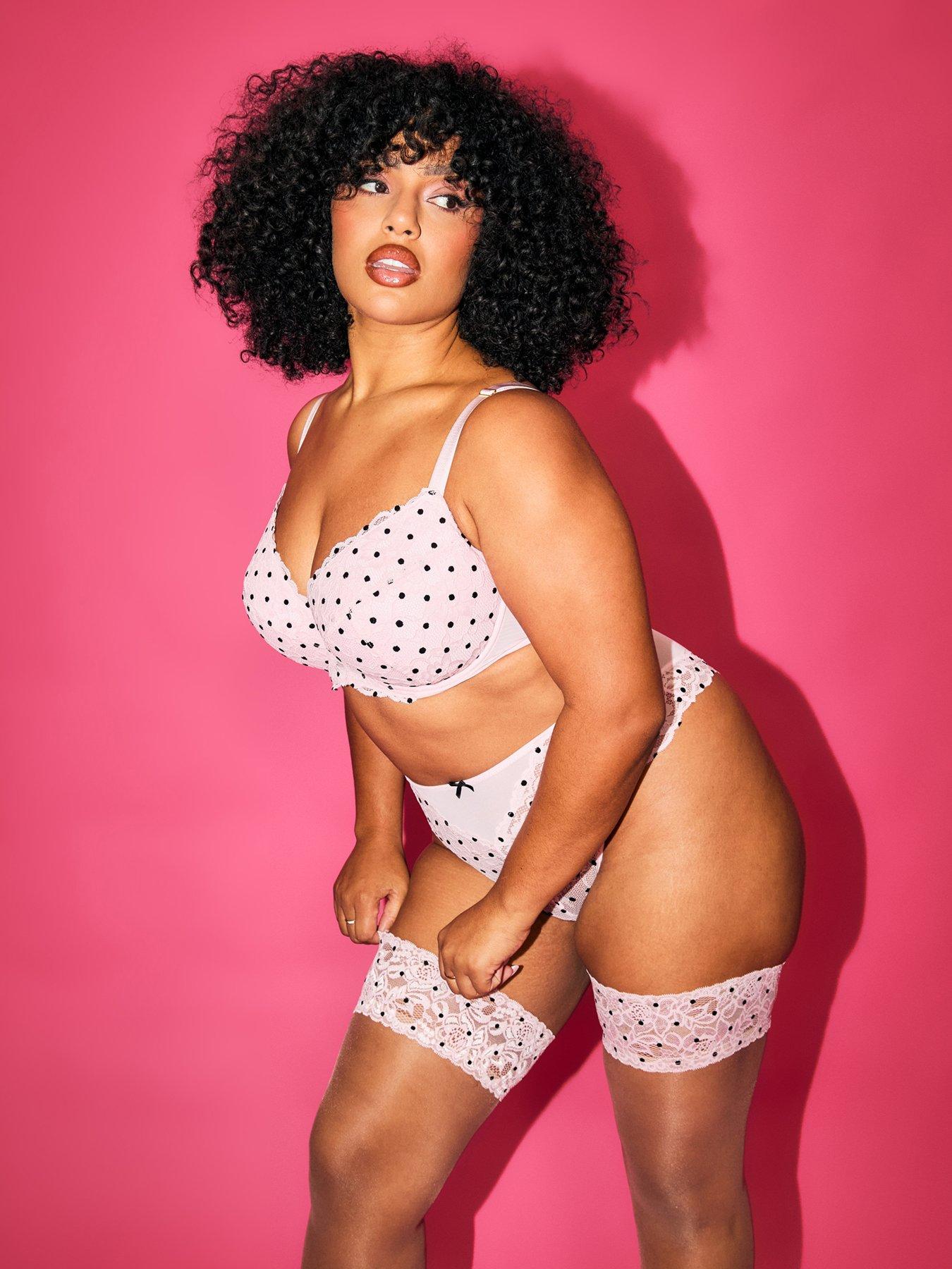 Ann Summers Sexy Lace Flocked Spot Padded Plunge Bra
