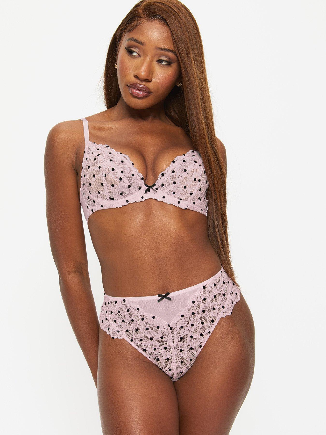 Image 3 of 4 of Ann Summers Sexy Lace Flocked Spot High Waist Brazilian